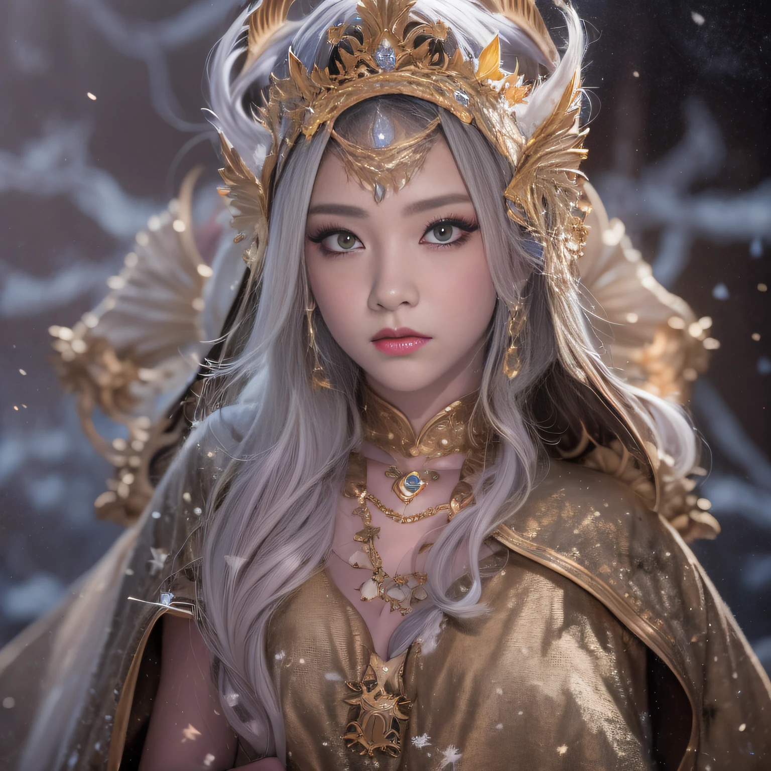 16k(tmasterpiece,k hd,hyper HD,16k)short detailed hair,Jewelry quarter in the back room,Flame Girl ,Dragon slaying knife(realisticlying:1.4),Python pattern robe,Purple-pink tiara,Snowflakes fluttering,The background is pure,Hold your head high,Be proud,The nostrils look at people, A high resolution, the detail, RAW photogr, Sharp Re, Nikon D850 Film Stock Photo by Jefferies Lee 4 Kodak Portra 400 Camera F1.6 shots, Rich colors, ultra-realistic vivid textures, Dramatic lighting, Unreal Engine Art Station Trend, cinestir 800,Hold your head high,Be proud,The nostrils look at people