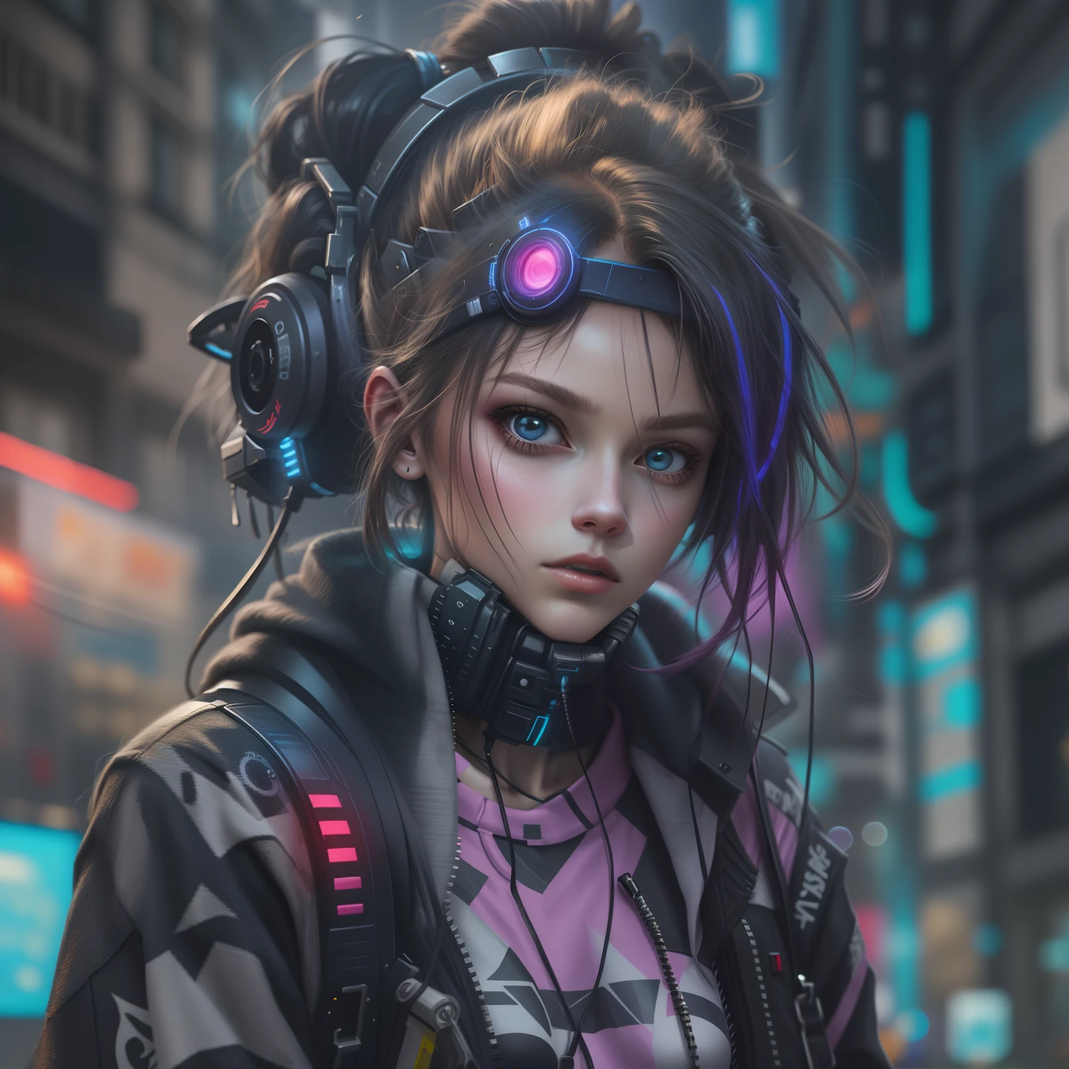 art，cyber punk perssonage，teens girl，