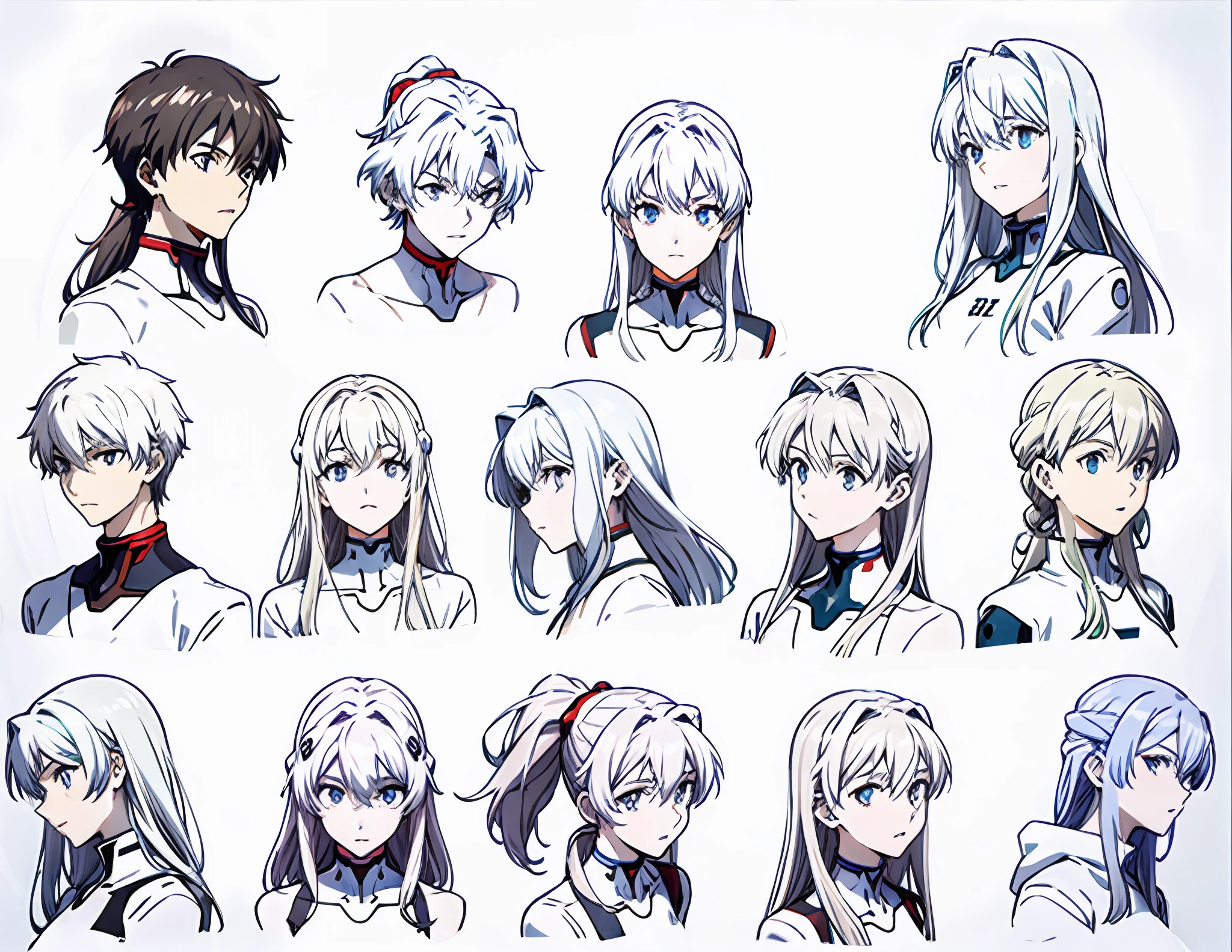 Close-up of a person's neck painting at different angles, Anatomy of anime characters, faces、coll、shoulder, Human Structure Concept Art, neck visible, evangelion concept art, Shoulders and head, attractive neck, Head and upper body only, Head and upper body, anatomical drawing of saitama, full body and head, Muscular neck, Head and waist pottrait
