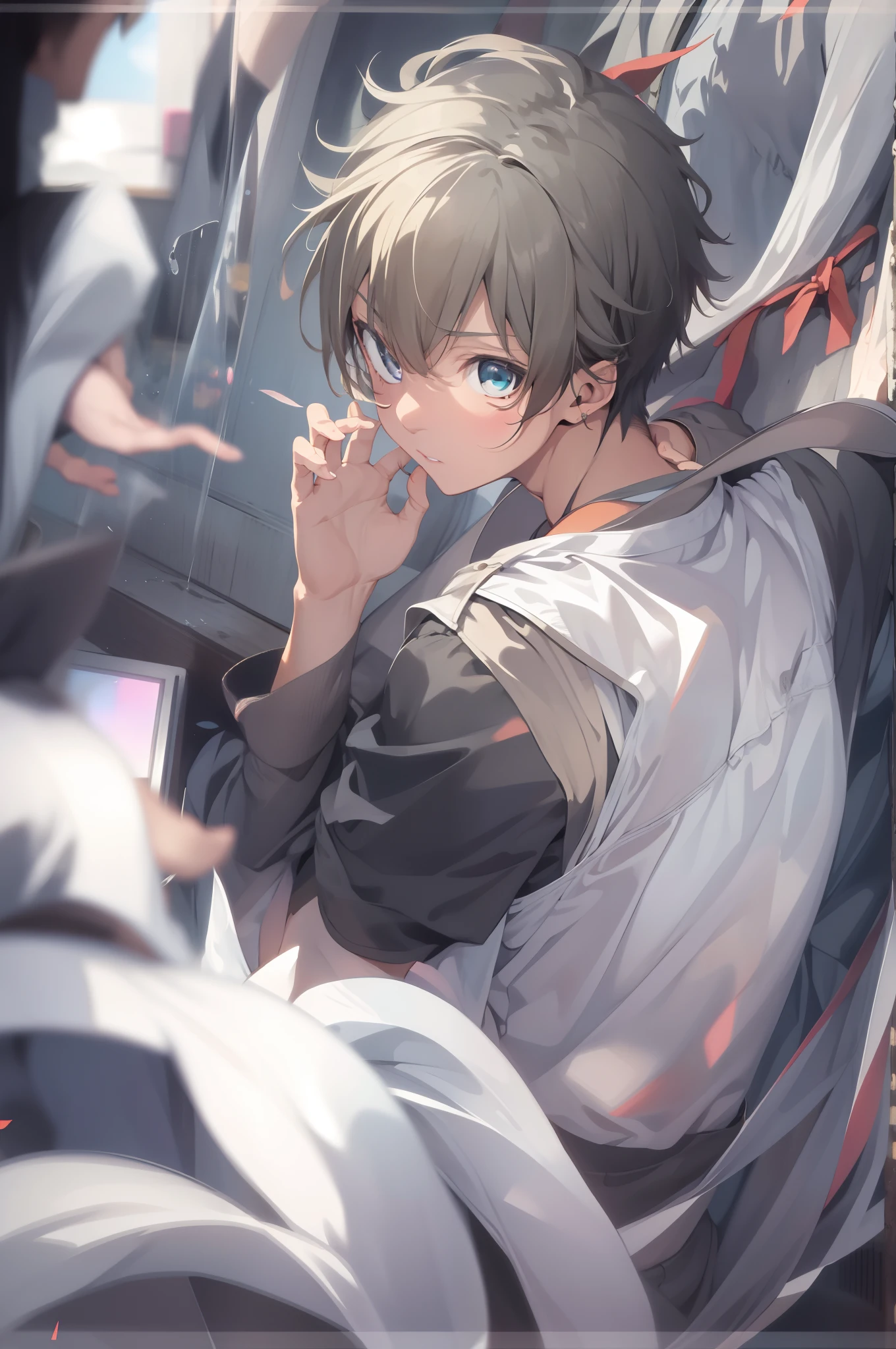 Masterpiece, Best quality, High quality, 1boy, Solo, Male focus, view the viewer, Upper body, nanase_Haruka