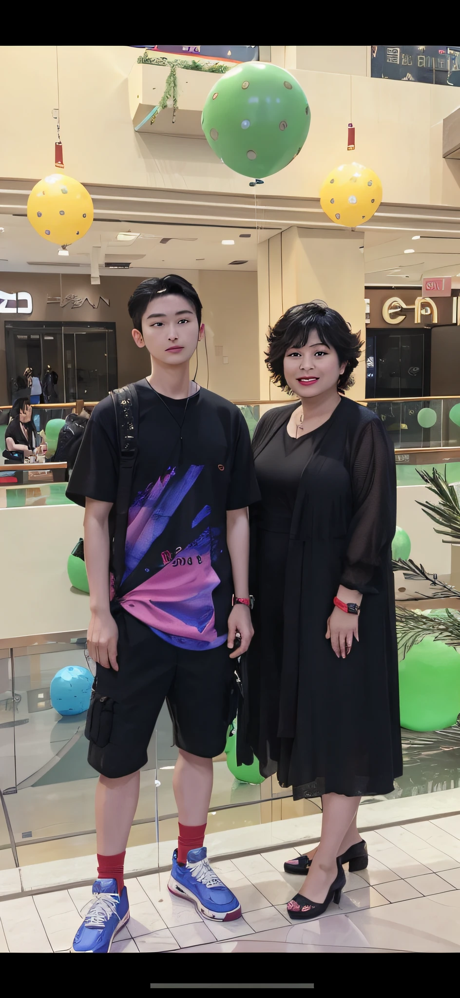 Son and mom standing in the mall，The background is a balloon, profile picture 1024px, Ruan Jia and Fenghua Zhong, personal profile picture, taken in the early 2020s, Profile picture, yanjun cheng, in mall, Cai Xukun, photograph taken in 2 0 2 0, KDA和Sam Yang。