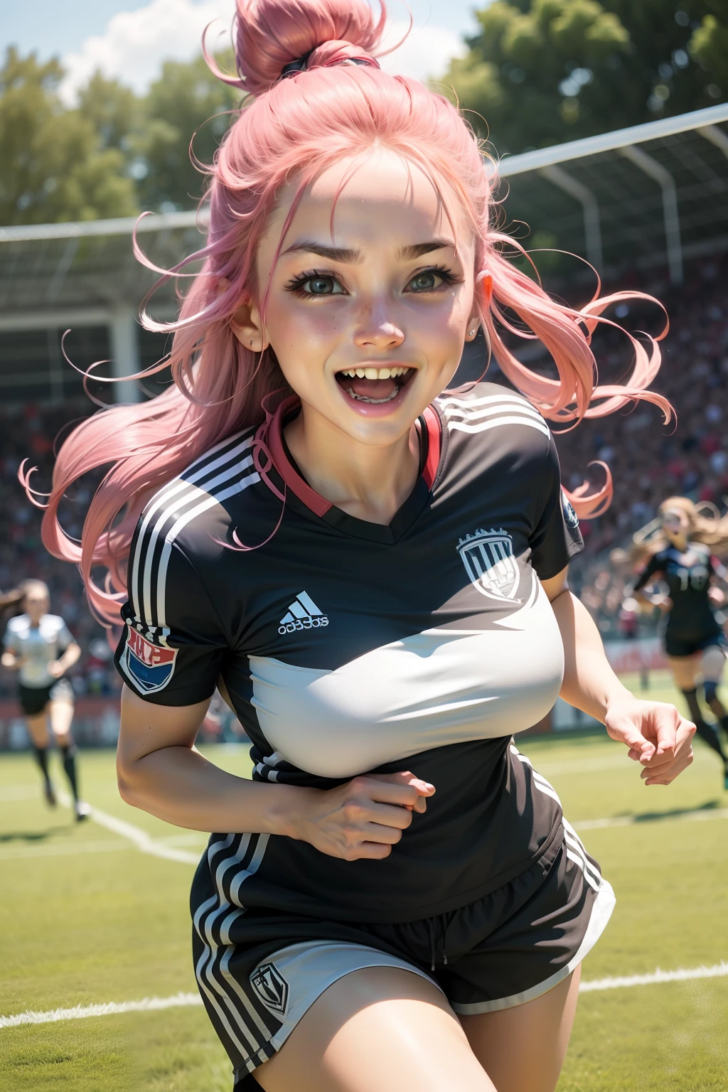 Girl Soccer Smile Running Big Breasts