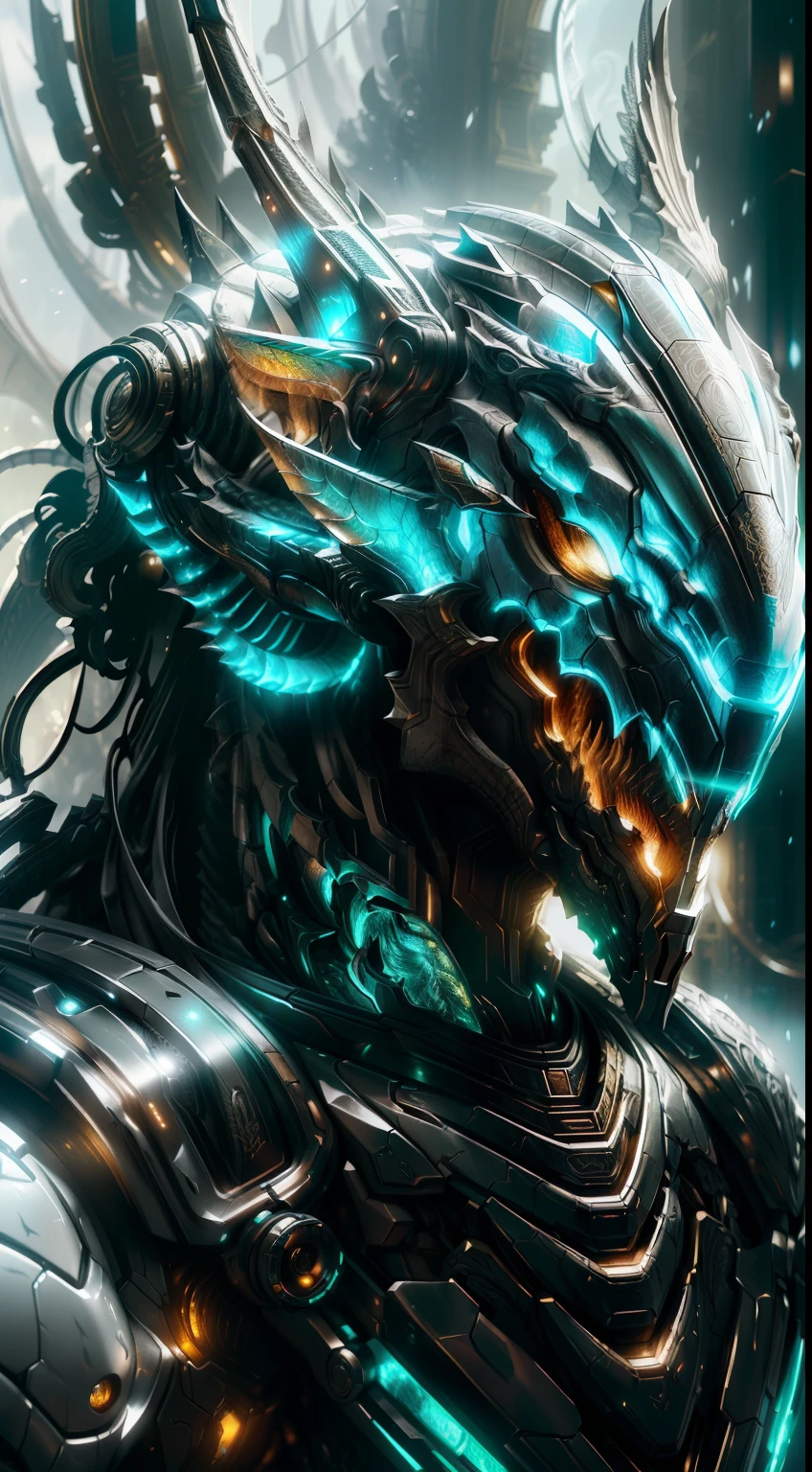 (Realistic:1.5), (Photorealistic:1.2), detailed, render, epic, biomechanical dragon, helmet, white plastic, diffuse lighting, dynamic pose, intricate, elegant, (dynamic background), highly detailed, elegant, sharp focus, photo by greg rutkowski, soft lighting, vibrant colors, IvoryGoldAI (battlefileds:1.2)