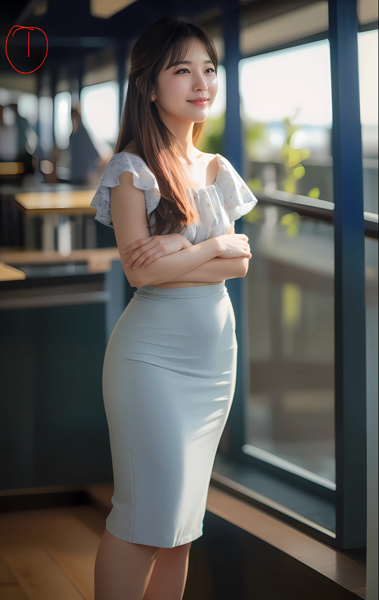 there is a woman that is standing in front of a window, 8k artgerm bokeh, soft portrait shot 8 k, beautiful south korean woman, beautiful young korean woman, gorgeous young korean woman, korean girl, 8k 50mm iso 10, young adorable korean face, girl cute-fine-face, portait photo profile picture