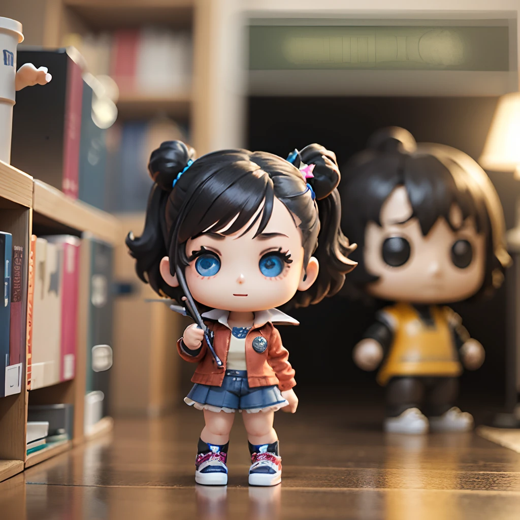 a cute girl full body, head stars, render 3d, funko pop happy --auto --s2