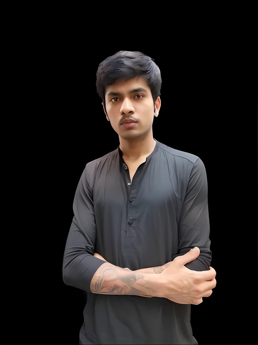 a close up of a man with a black shirt and a black shirt, full body photogenic shot, very clear picture, very very low quality picture, portait photo profile picture, jayison devadas, standing with a black background, riyahd cassiem, ayan nag, profile pic, full body photograph, 1 7 - year - old boy thin face
