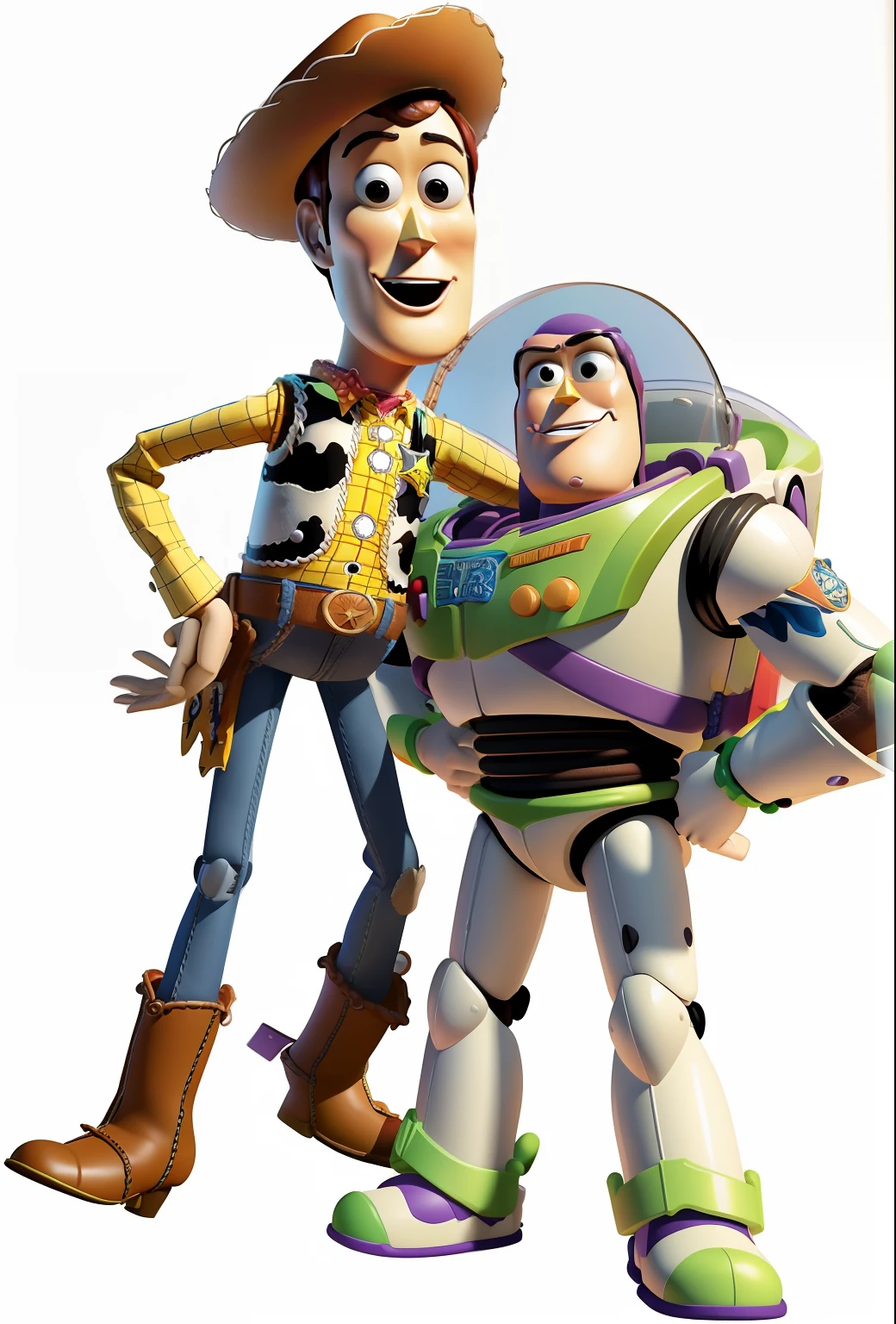 3D, TOY STORY, imagem em 3d, brinquedos, woody e buzz, altamente detalhada, Alta nitidez, max quality, TOY STORY 3d, sharp strokes, Uplighting, cinematic lighting, disney, pixar