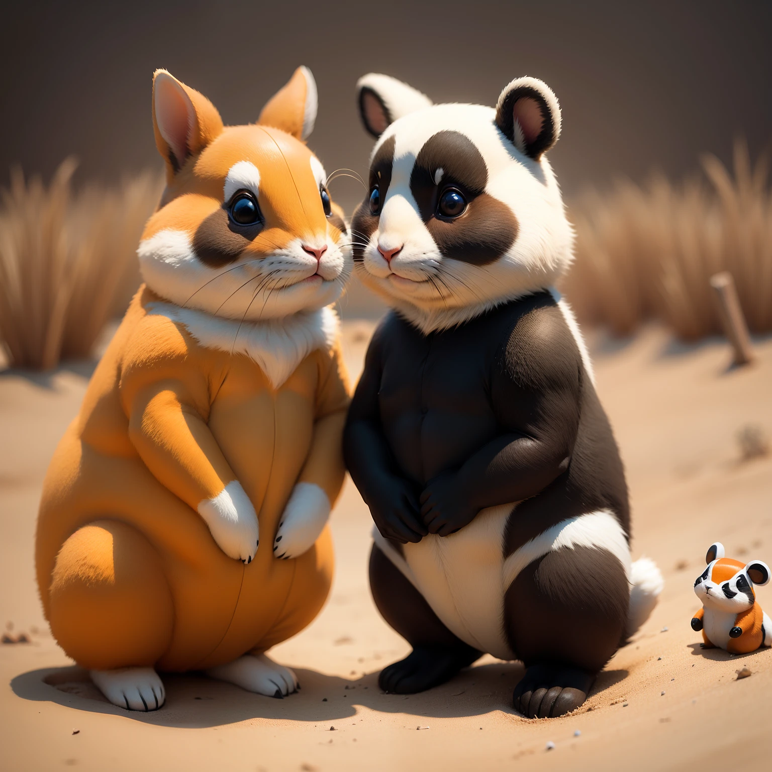 Rabbit and prairie dog and panda