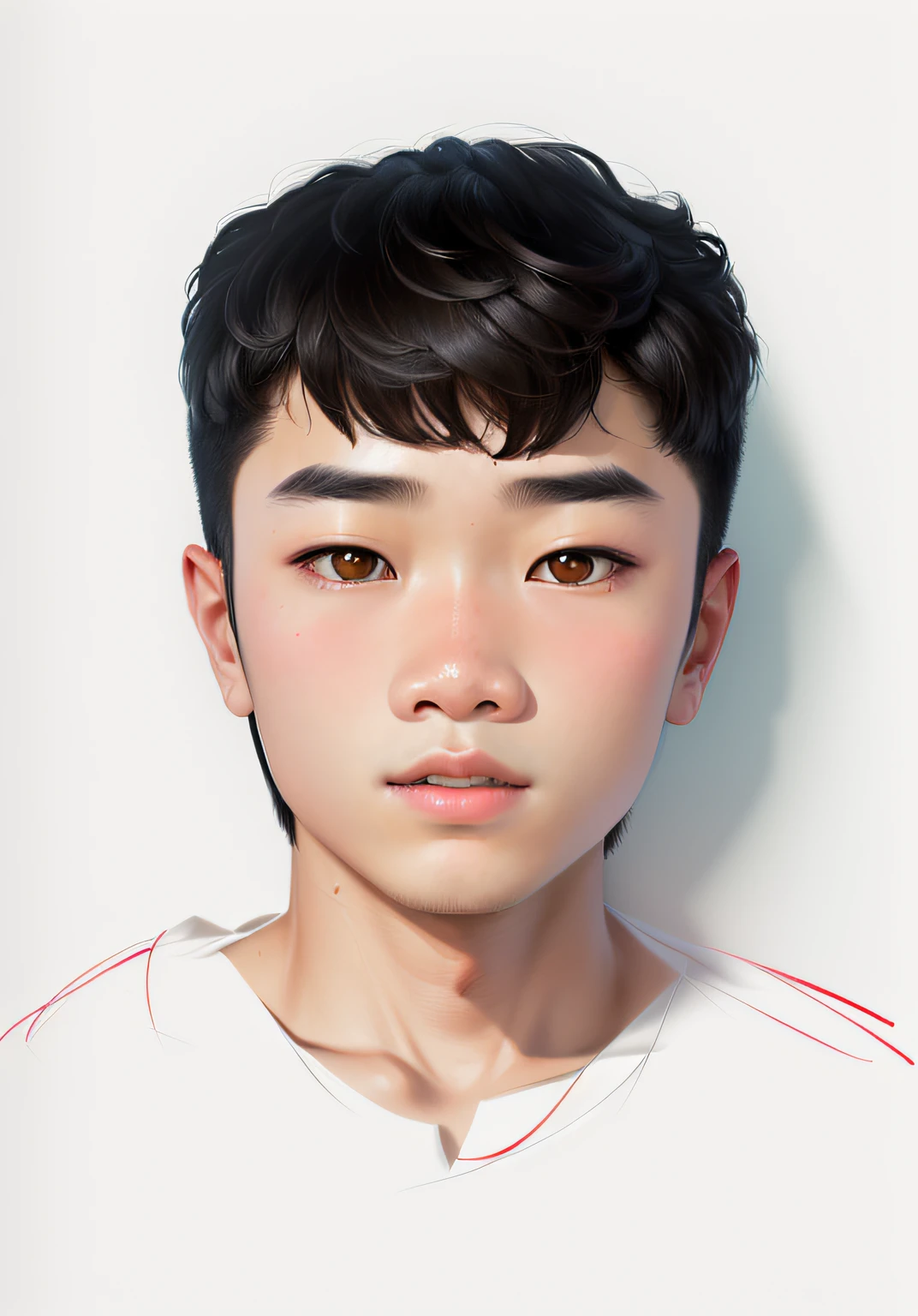 a drawing,A boy with a surprised look on his face, detailed face of a asian boy, portrait of kpop idol, line art portrait, detailed face of a asian girl, face line drawing, portrait of female korean idol, south east asian with round face, Korean symmetrical face, thick line drawing, Asian face, portrait of jossi of blackpink