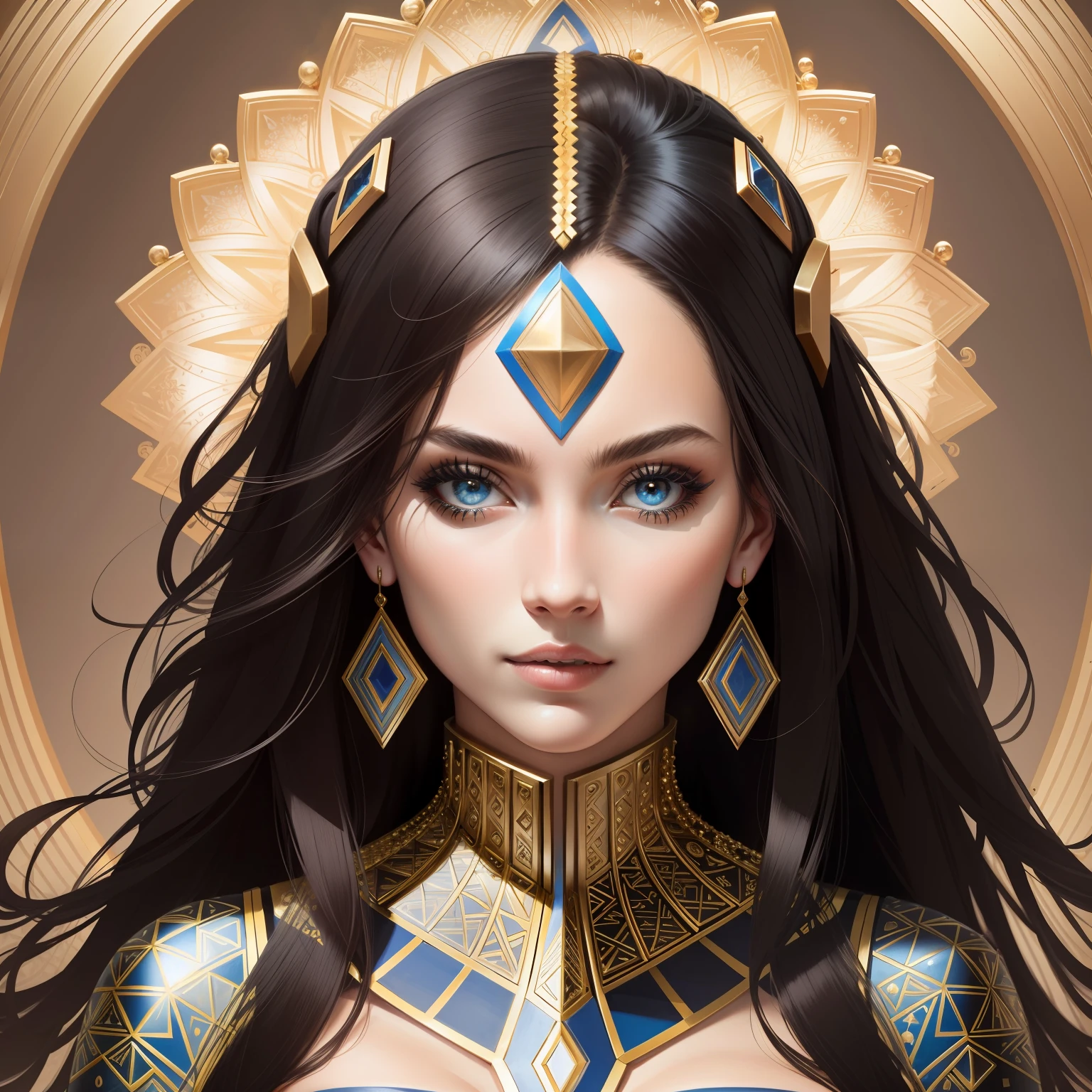 20 new ideas about geometric portraits you just gotta see, in the style of uhd image, human sculptures, vibrant mosaic, mechanical sculptures, piles/stacks, photorealistic detail
