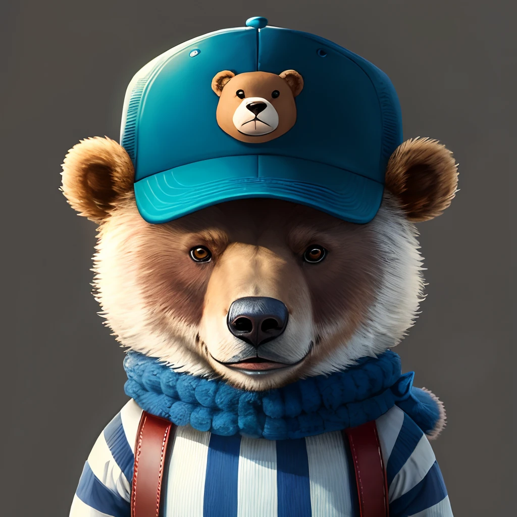 Stripes,Stupid bear,Wear a blue hat.
