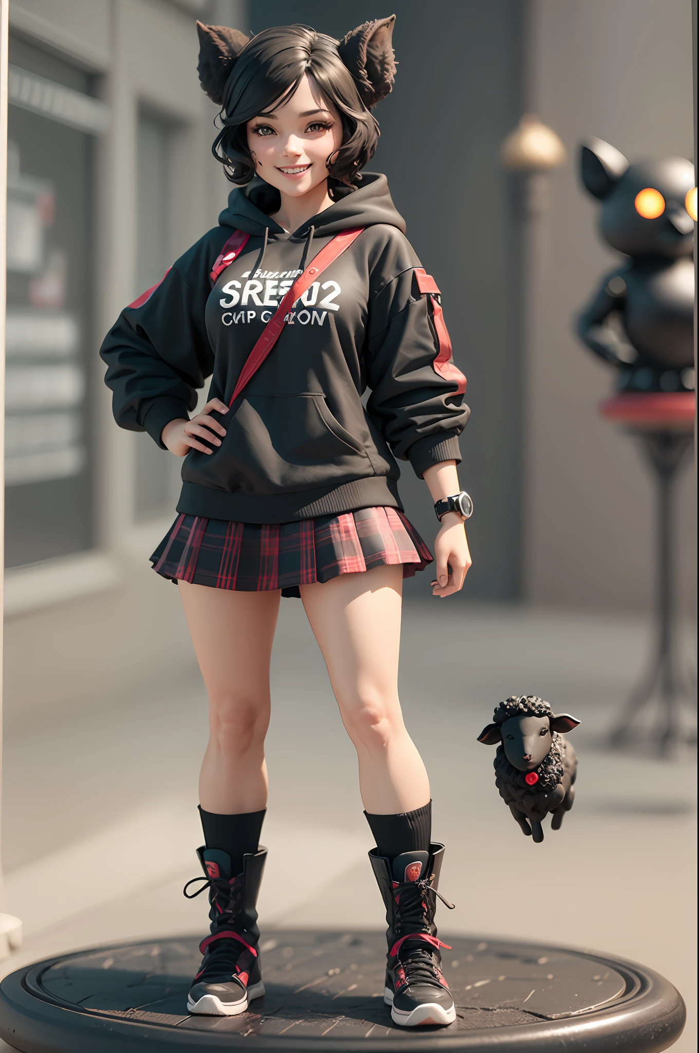 a black sheep full body, render 3d, funko pop crazy smile --auto --s2