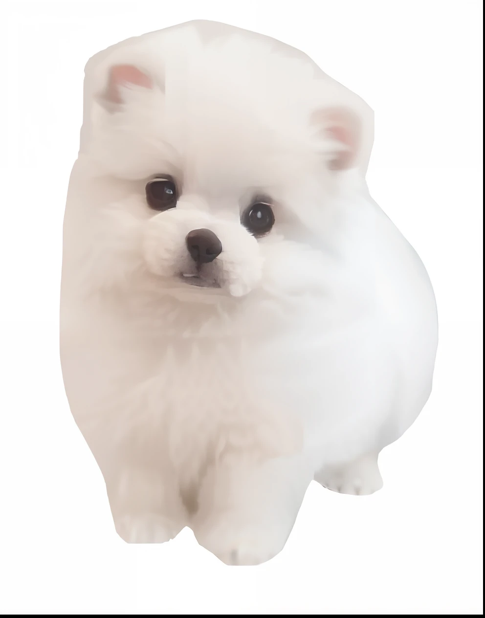 Aravi puppy sitting on white background with white background, pomeranian, o cachorrinho, small dog, fluffy body, Cute dog, poofy, kawaii cute dog, on clear background, pomeranian mix, just a cute little thing, small white dog at her side, cute cute, cute toy, Extremely cute, very fluffy, White background!!!!!!!!!!, fluffy fluffy fur