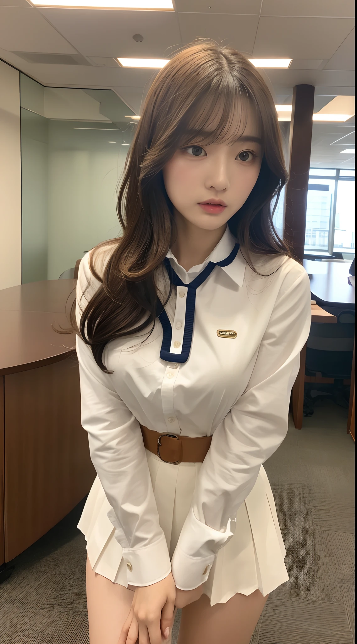 - [ ] photorealistic:1.37, masterpiece, best quality, raw photo, absurdres, uhd, 1girl, wavy hair, brown hair , looking at viewer, in the large meeting room of the office in the high tower office building in  Tokyo ,Tokyo tower,intricate detail, detailed background, detailed skin, pore, highres, hdr , presentation to ten men , beautiful model, soft light to the face,JP_MODELS , midium breasts, a 30 yo woman ,((white uniform shirts))