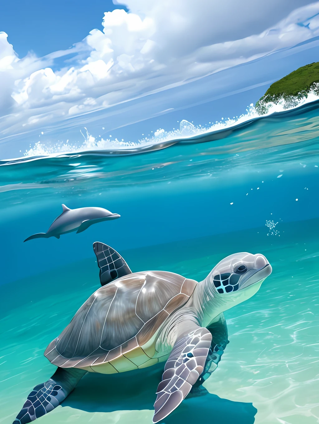 Mare Clear a dolphin sea turtle