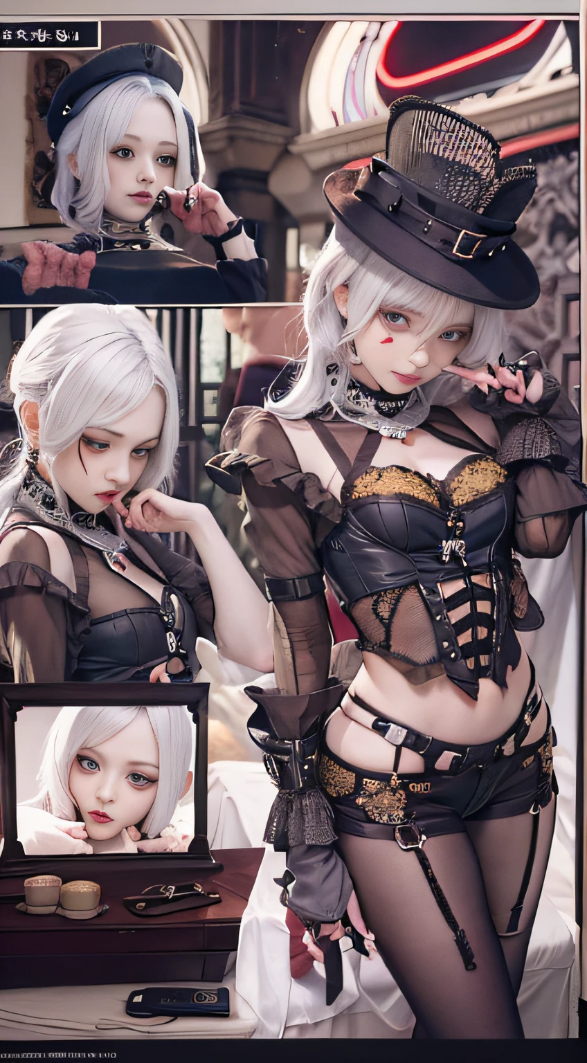 NSFW, masutepiece, 4K, Award-winning, Very classy, Extremely beautiful, Extremely beautiful woman, Very narrow eyes and face, wearing corset, black garter belt and stockings, (((Very small breasts: 1. 2))), Woman sitting on sofa with chain around waist, 2b, 2 b, Beautiful steampunk anime woman,. Gwise on Pixiv Art Station, Gwise on Art Station Pixiv, guweiz, By Jan J, Artwork in the style of Gwise, Gwise's masterpiece, rococo cyberpunk , very tight corset, very sexy costume, Very delicate face and skin texture, Delicate eyeliner double eyelids, long eyelashes, Nice double eyelids, Very fine eyeshadow, Narrow eyes, three white, Dark Eye Makeup, evil smile, Pretty, nice legs, Tying short hair back, very sexy costume, Sticky tongue, Vaginal promiscuity, Vaginal discharge, Squirting, Photos 4 Kodak Portra 400 camera and f1.6 6-color lens, ultra realistic textures, Dramatic LightingUnreal Engine Art Station CineStar 800 Trendy Tungsten Light, heels, Stockings