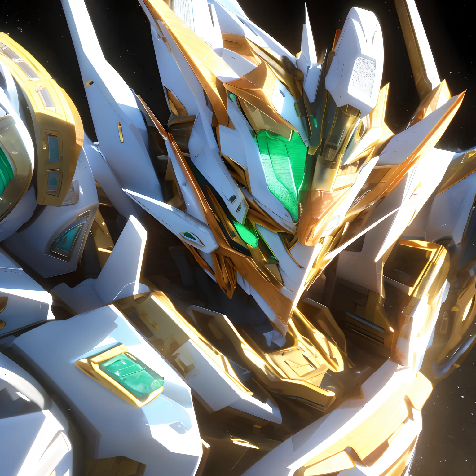a robot, best quality, highly detailed, ultra-detailed, masterpiece, 8k wallpaper, white theme, green eyes, bad anatomy, absurdres, highres, super fine illustration, absurdres, solo, game cg, lord,at night, (blacklight:1), (detailed beautiful face and eyes:1), command spell,mecha musume,mask,mechanical parts, robot joints, full armor