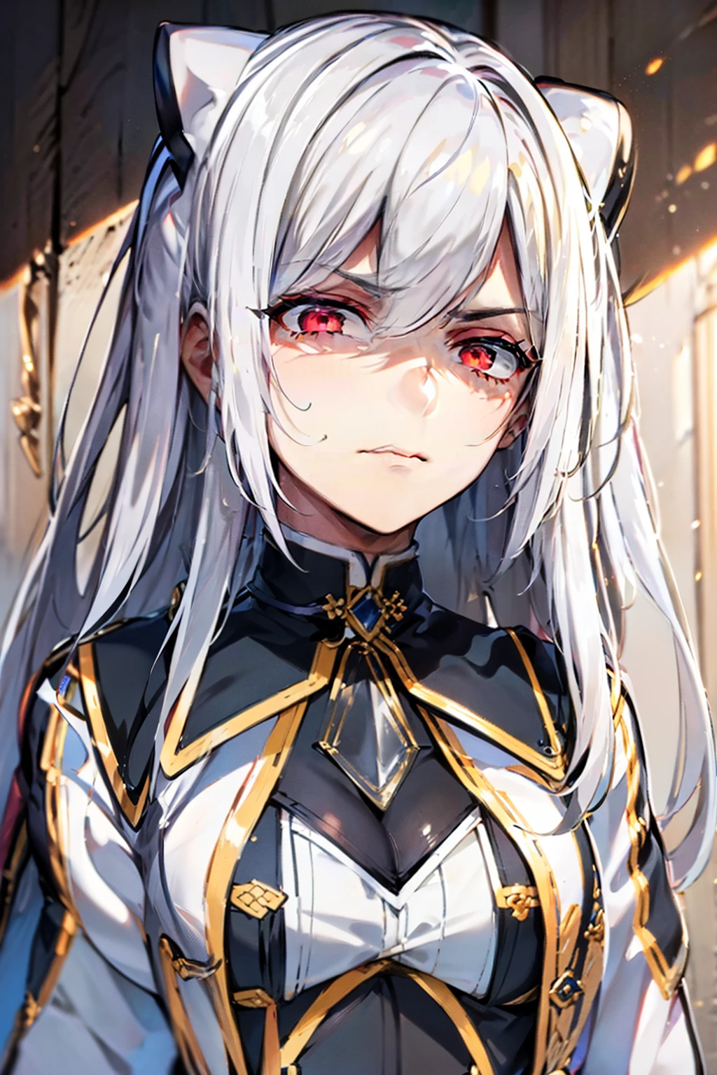 collar,leash,white hair,disgust,looking down on viewer