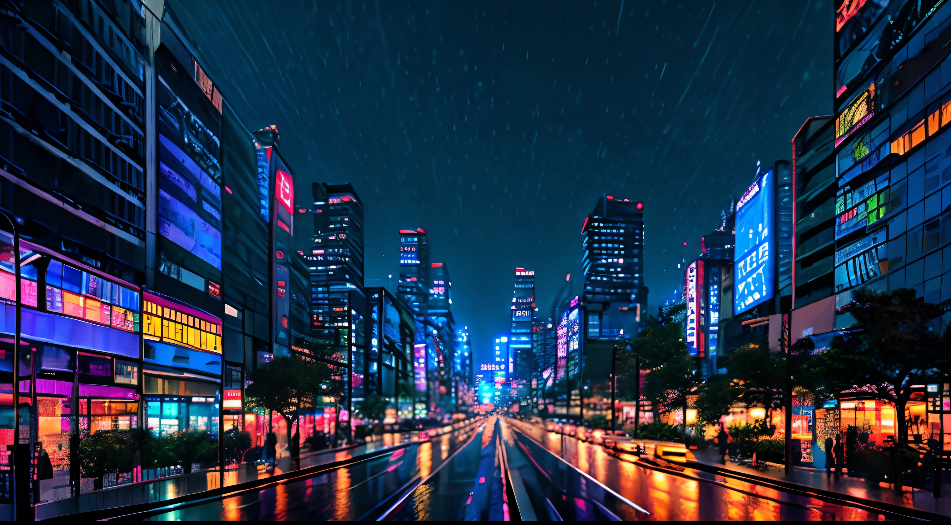 Osaka night in the future, modern city, raining day, without crowded, masterpiece, best quality, high quality,extremely detailed CG unity 8k wallpaper, HDR, Chromatic Aberration ,Photorealistic,extremely detailed, trending on artstation, trending on CGsociety, Intricate, High Detail, dramatic, art by midjourney