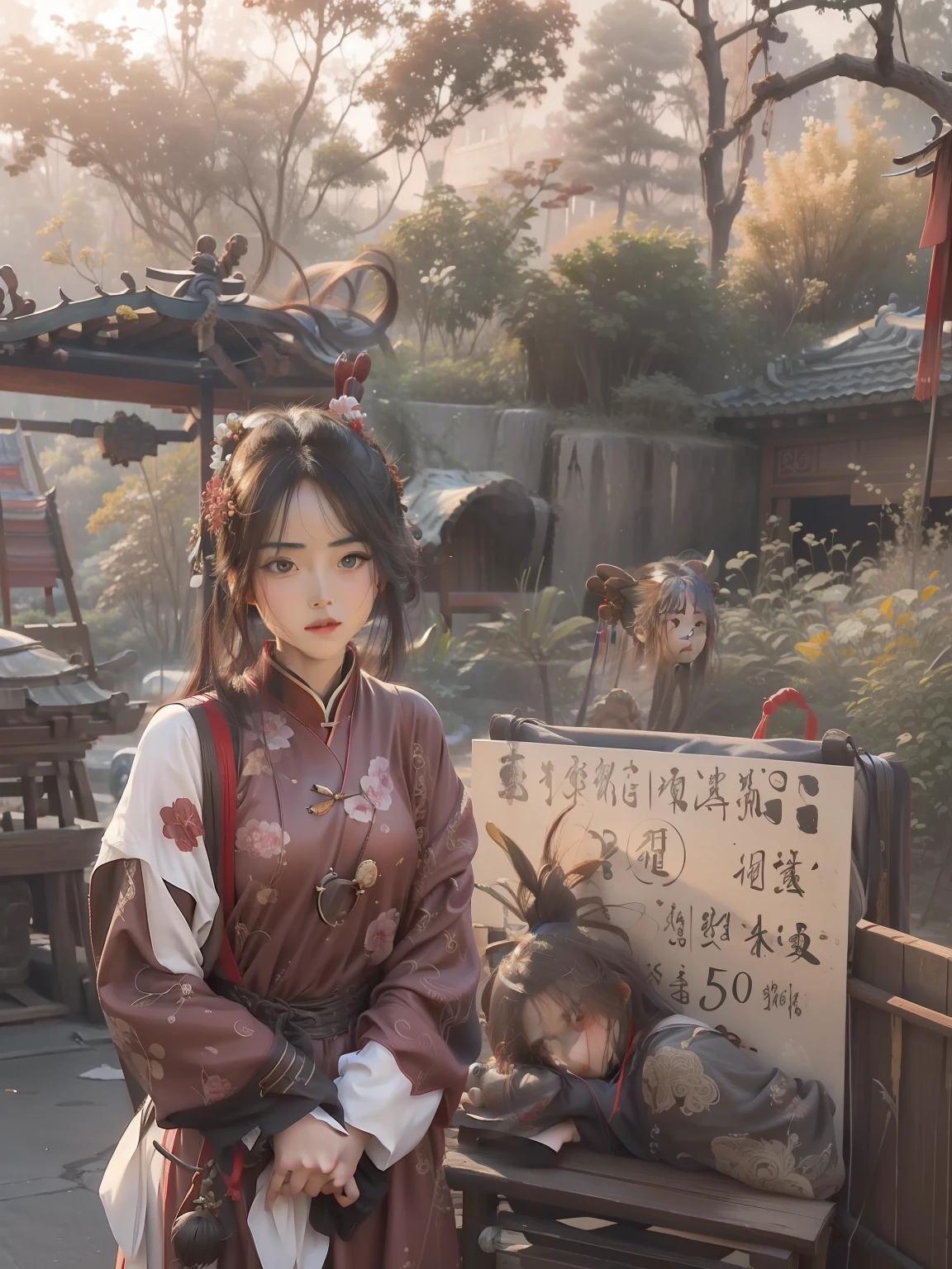 best quality, masterpiece, highres, wuxia 1girl, china dress, super Beautiful face, super beautiful eye, super beautiful hair