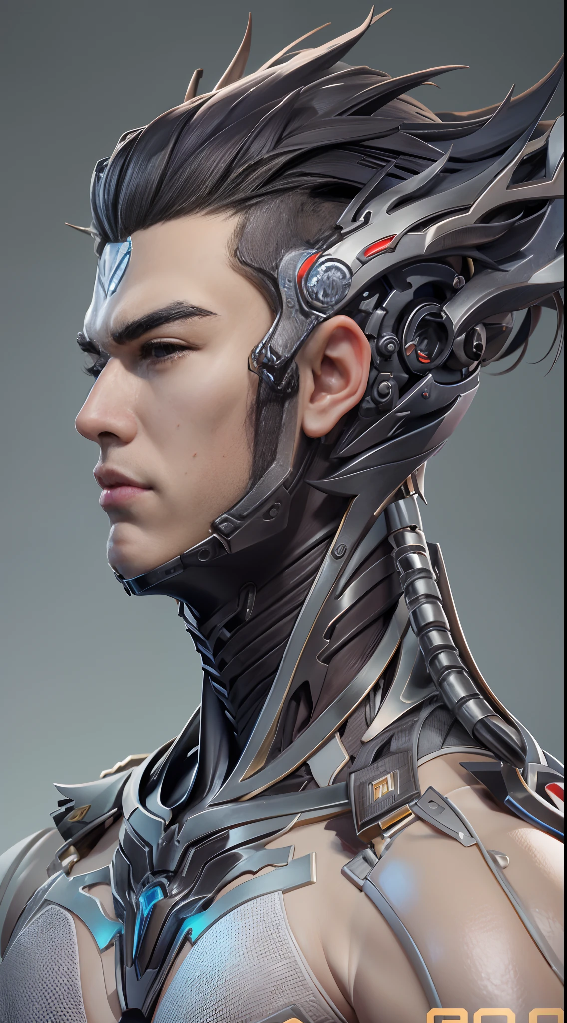 Sculpture design,Figures,GK model,The whole body of the character,Expose muscles,(Exquisite base),Wu Yifan,Handsome cybernetic boy looking at camera lingerie detailed muscular reality masterpiece,musculous