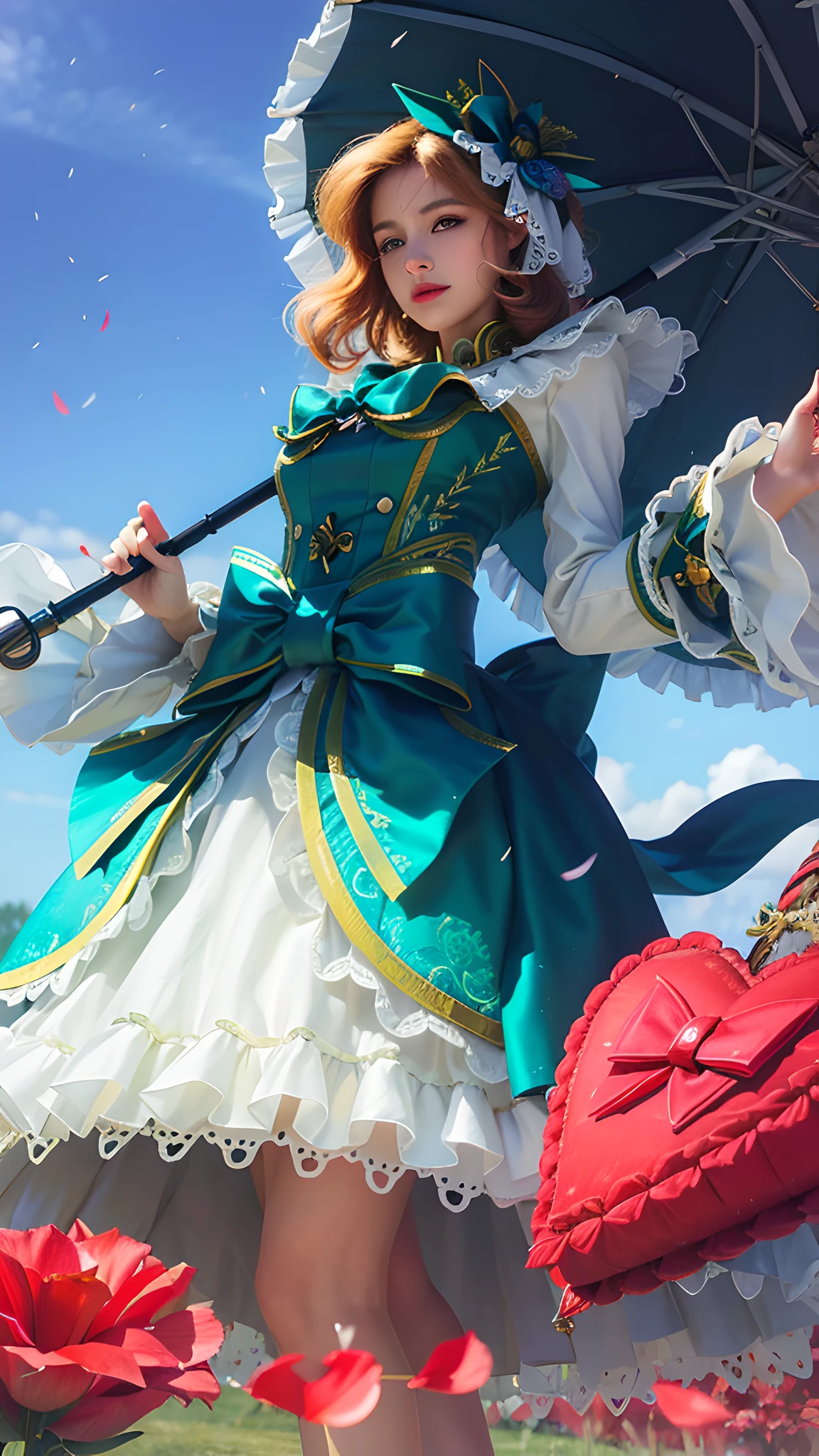 (photorealistic:1.4), best quality, masterpiece, ultra high res, 1girl, (detailed face:1.2), (detailed eyes:1.2), (detailed hair:1.2), (detailed clothes:1.2), 4k, (detailed color:1.2), (holding an umbrella:1.2),