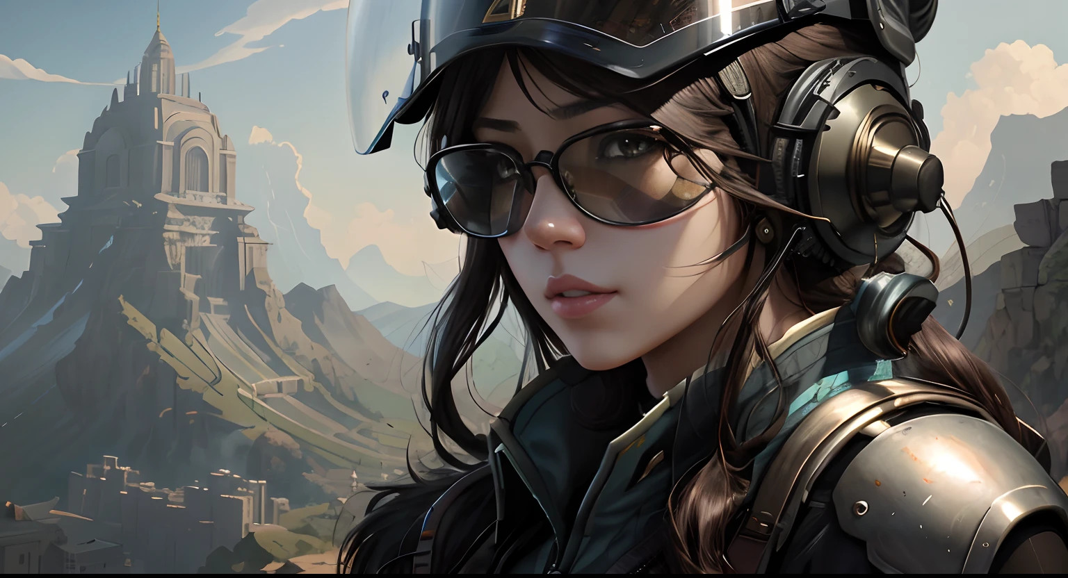There was a woman wearing a helmet and glasses, Guviz-style artwork, artgerm detailed, Art germ. High detail, 4k highly detailed digital art, IG model | Art germ, Artgerm JSC, 4K detailed digital art, Extremely detailed Artgerm, artgerm 4 k