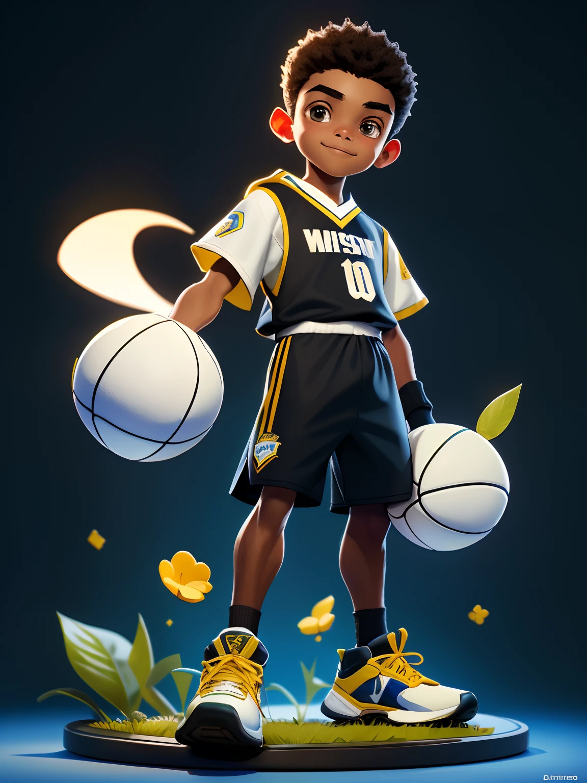 Menino negro de 10 anos，rumo ao futuro，tmasterpiece，HighestQuali，（（Fotorrealista：1.4））tmasterpiece，（tmasterpiece，Best quality at best）Cinco garotinhos fofos，Vestindo basketball shoes，bola de basquete，Olhos Elaborados，sorriso feliz，clean backdrop，renderizado，illustratio，muito delicado bonito，CG altamente detalhado，tamanho do arquivo enorme，super detalhamento，超A high resolution，A high resolution，Very detailed，（（olhos e rostos muito detalhados）），olhos lindamente detalhados，rosto muito delicado， perfect  lighting，Luz Facial，Cores Naturais，（（Menino de 10 anos）, fundo branco e simples