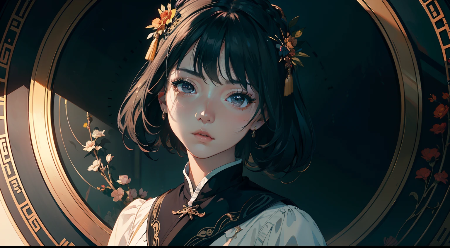 Best quality, masterpiece, illustration, an extremely exquisite and beautiful, extremely detailed, CG, Great Unity, 8K wallpaper, stunning to the extreme, fine details, masterpiece, best quality, official art, extremely detailed Cg unified 8K wallpaper, rural China, (a 30-year-old woman, black eyes, black hair, white clothes,)