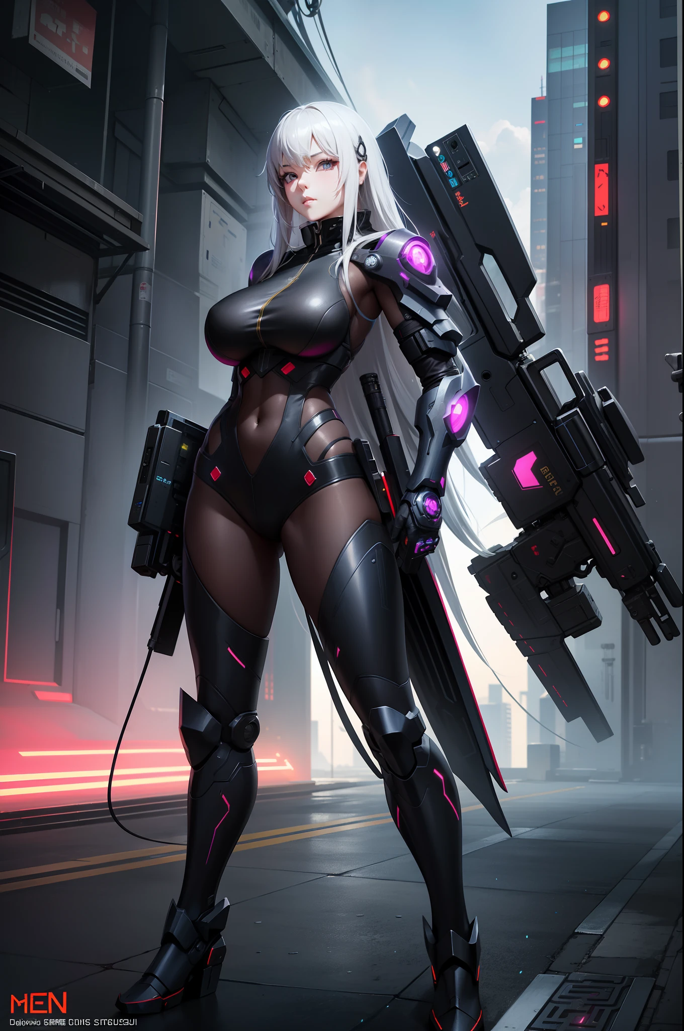 Epic scenes,Colorful colors,unreal-engine,8K分辨率,tmasterpiece,Rainbow skins,Specular reflection,Ray tracing effect,blacksilk,Imperial Daughter,A MILF,tightsuit,huge tit,short skirt,stocklings,Complicated details,fantasy concept art,White-gray hair,goth style,Cyberpunk mech,Trends on CGiStations,guweiz,Russell Dongjun Lu,digital cyberpunk anime art,ross tran 8 k,Guweiz on ArtStation Pixiv ,Mecha network armor girl