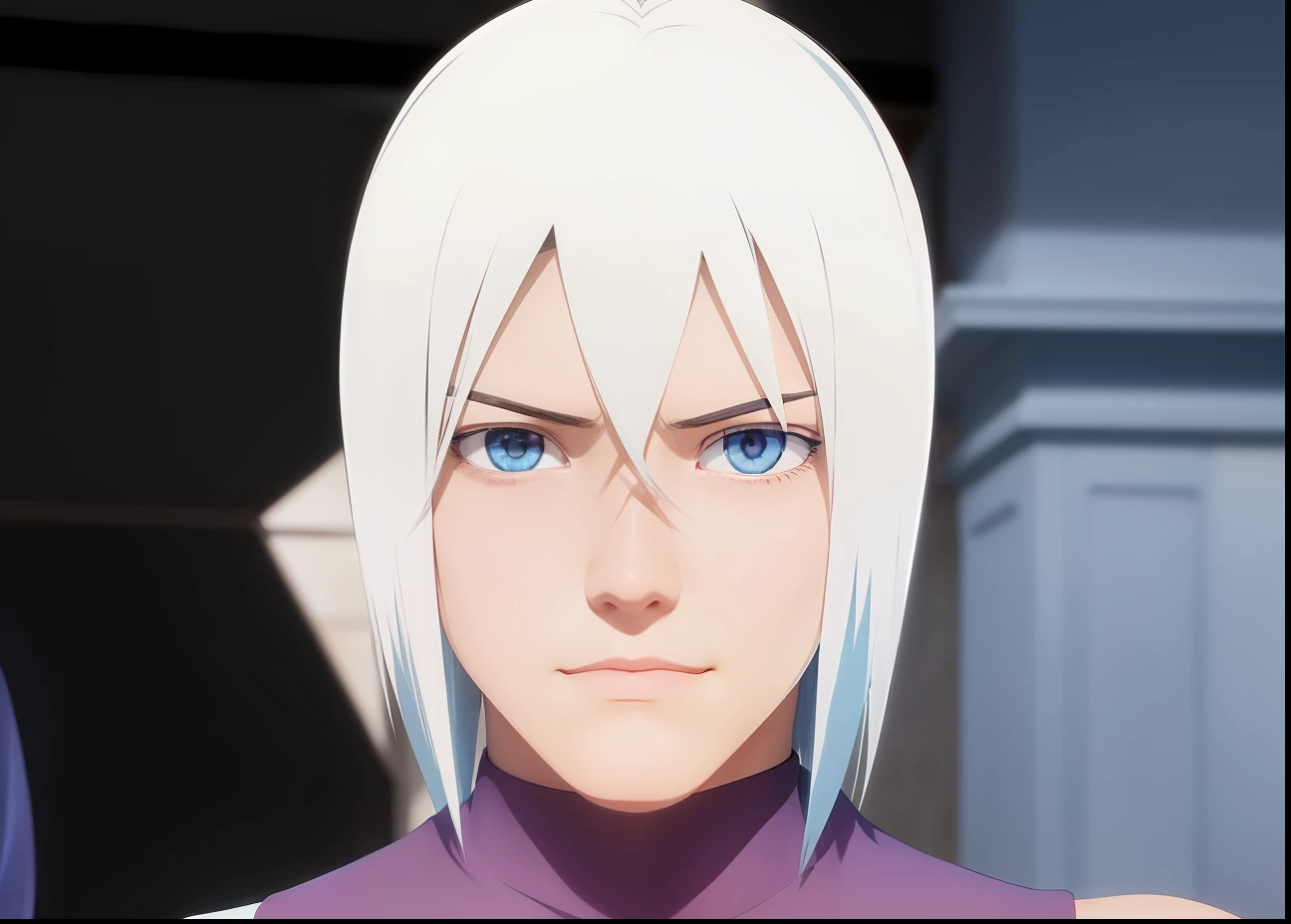 1boy,suigetsu, blue colored hair and a physical appearance similar to that of a young man,realistic,ultra detail