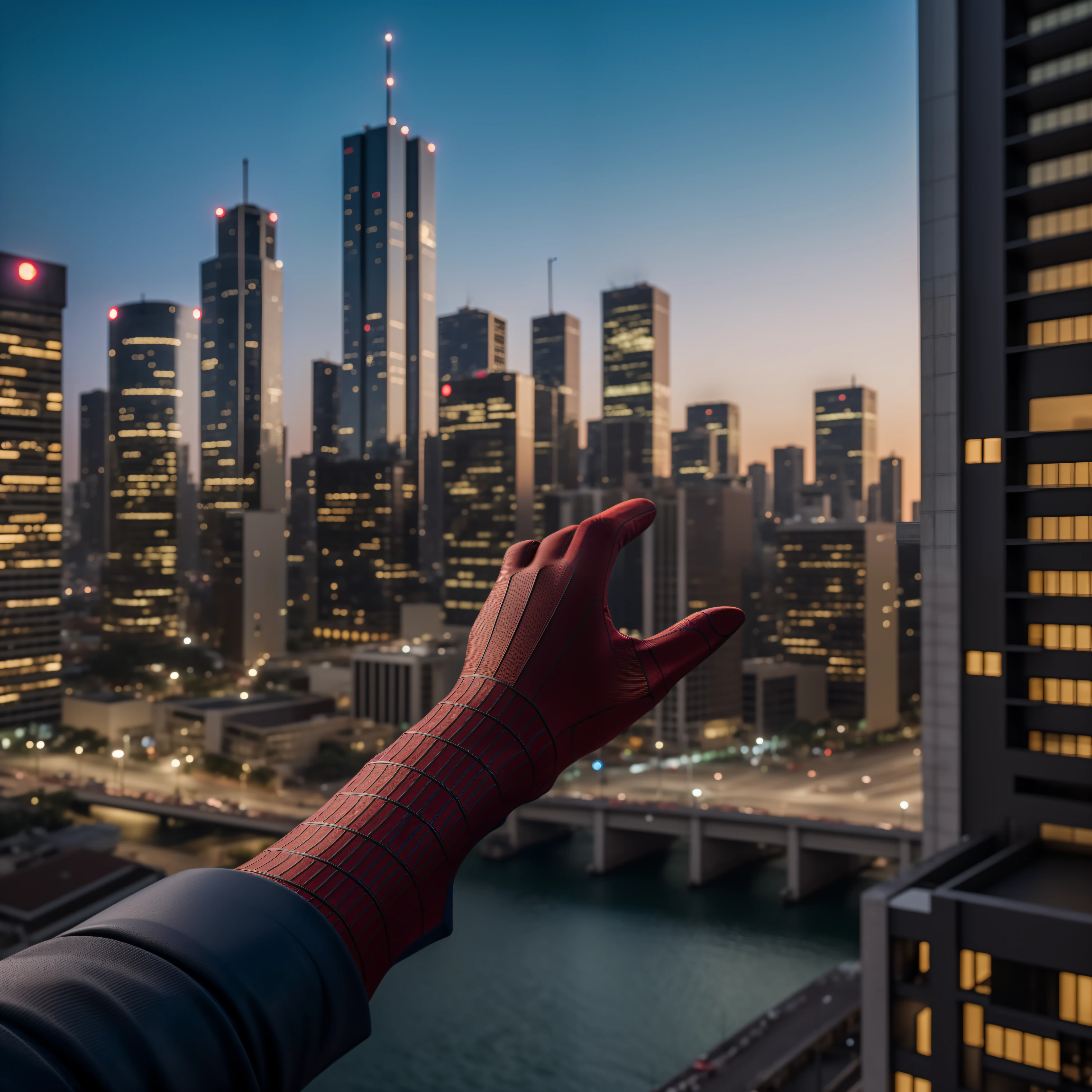 Spider-Man's hand holding a can of soda, contra o fundo desfocado da cidade, qualidade superior, 8k, Marvel ucm estilo de filme, Realistic, Front view, Only Spider-Man's hand holding a can of soda ,Photoshop's advanced professional working style, Octane redentor, 8k, high-definition picture quality + foto vencedora + publicidade superior + Foto Mark IV + cores profissionais + luz ambiente + creamy lighting + RTX --ar 32:40 --V 5.2 --s 1000
