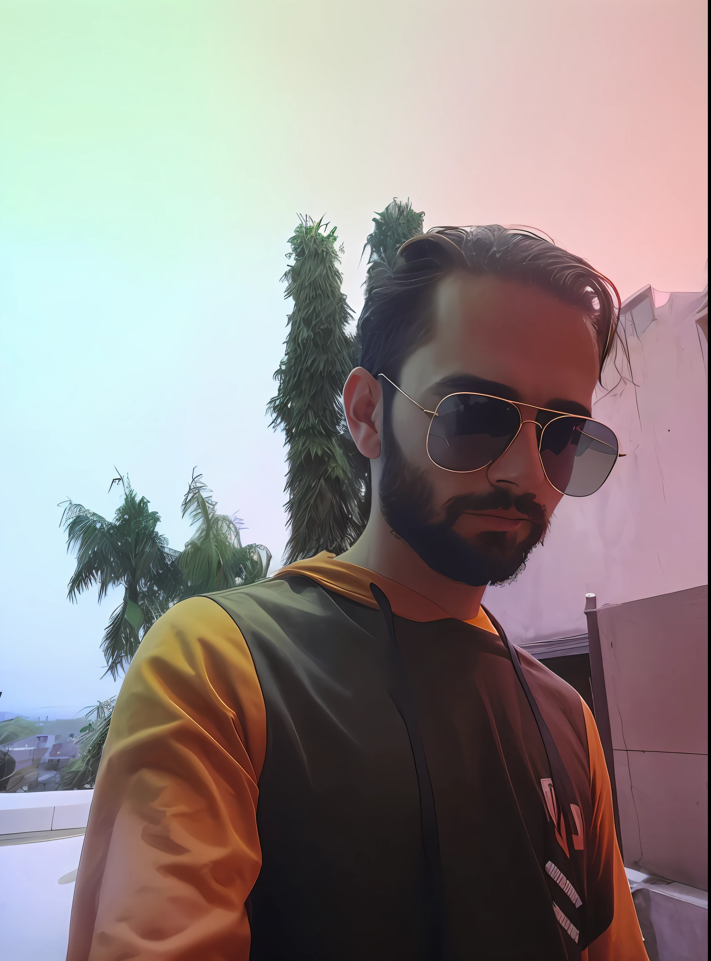 there is a man with sunglasses and a beard standing in front of a building, low quality photograph, 8k selfie photograph, very very low quality picture, with accurate face, with sunglass, portrait mode photo, with a cool pose, shot on nikon z9, portait photo profile picture, very accurate photo, very artistic pose, candid picture
