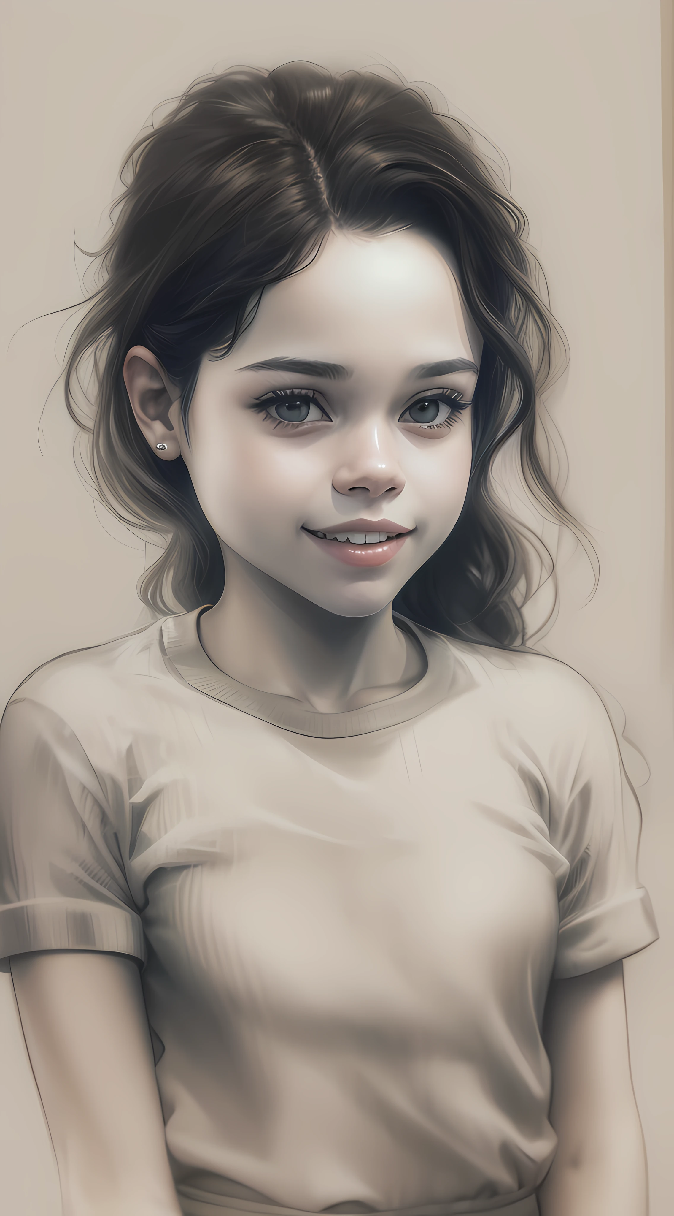 (8k, max quality, melhor qualidade, obra-prima, altamente detalhada: 1.2), 1menina, parte superior do corpo, Appearance of woman (Jenna Ortega), vestindo camisa de namorado e calcinha, (camisa nua, puxador de camisa), bashful, meio sorriso, meio-dia , de baixo