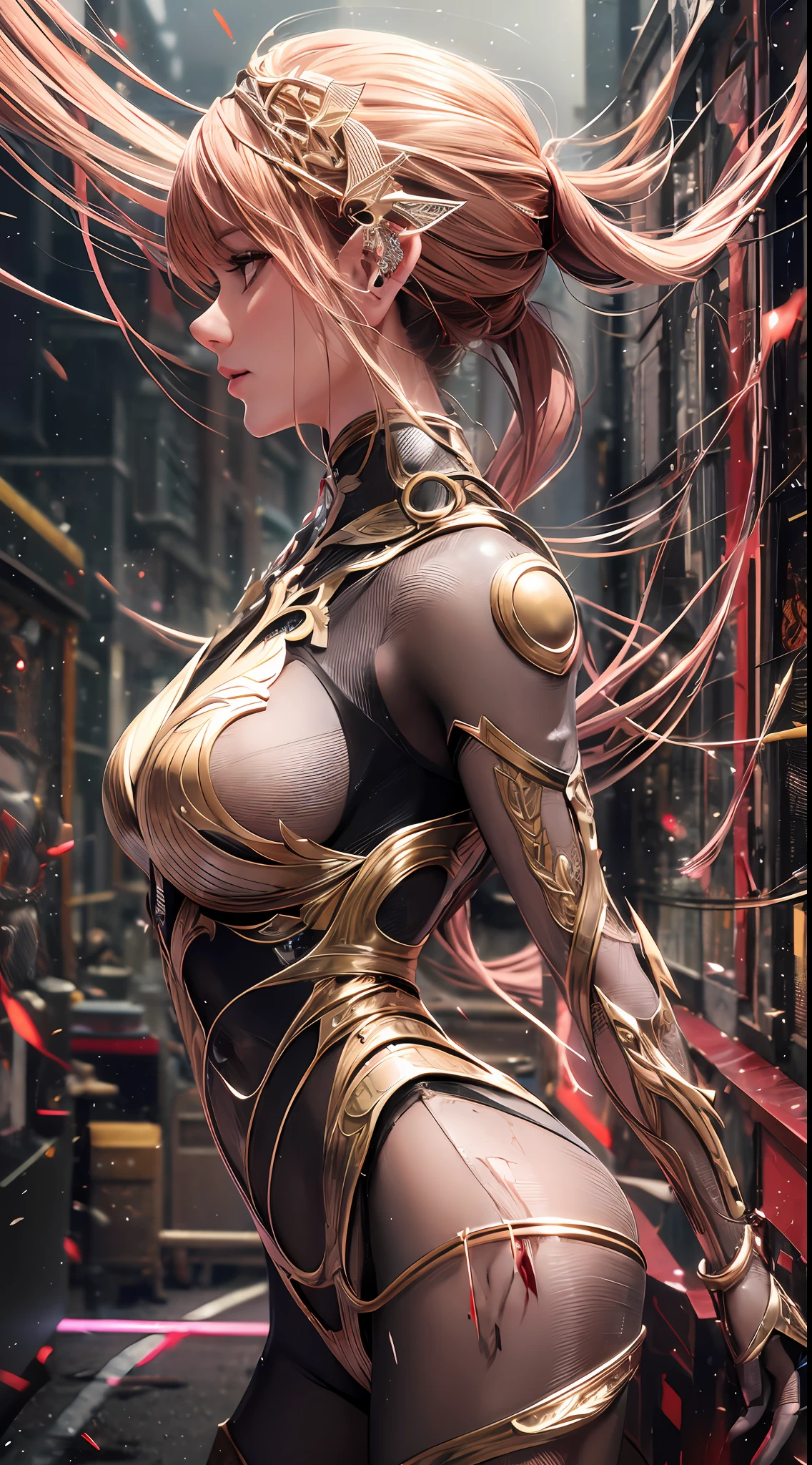 Gal Gadot,4K,realisticlying,（Spaceship environment）， sci-fy， （tmasterpiece，best qualtiy：1.3）， （ultra - detailed：1.3）， （Extremely refined and beautiful）， From the side Side，cinematric light， （1机械女孩）， 独奏， full bodyesbian， （Machine-made joints）， Mechanical limbs， Blood vessel attached to tube， The mechanical vertebrae are attached to the back， （The mechanical neck is attached to the neck）， Wires and cables are attached to the neck and body， Character focus，scientific fiction，RAW photos，Movie Masterpiece，majestic epic composition，（A cinematic scene），full-shot，epic dynamic frame，dynamicposes，motionblur，sci-fy，rete，（（（Chemical appearance））），rim-light，filmgrain，Natural skin texture，24mm，4K textures，（being thin，Slim，Carmelto），（Highly detailed worn metal texture：1.3） --auto --s2