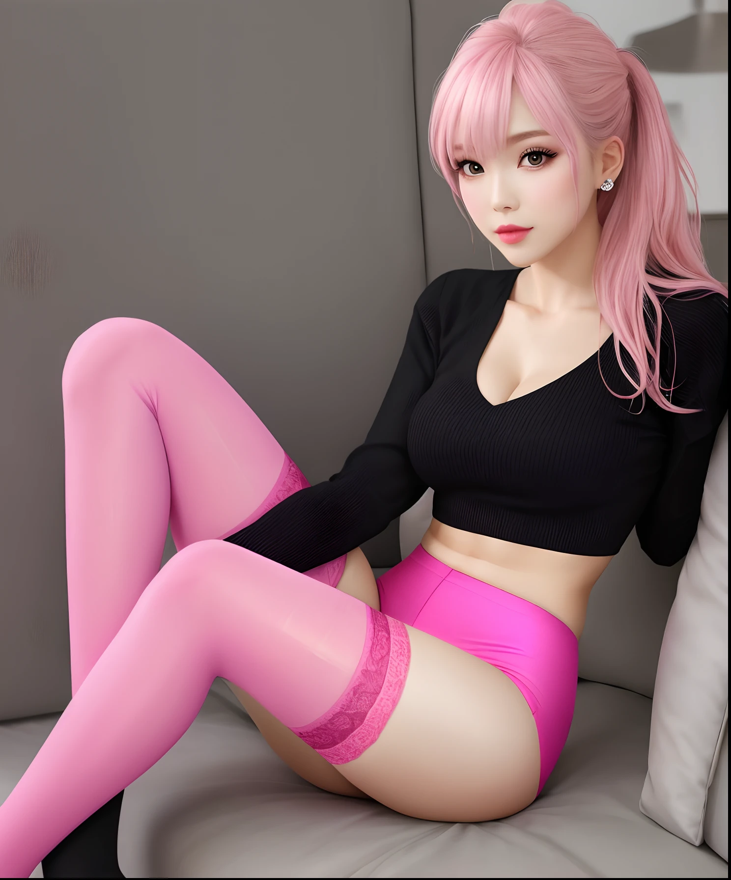 nakeness,Pink ,A beauty in stockings