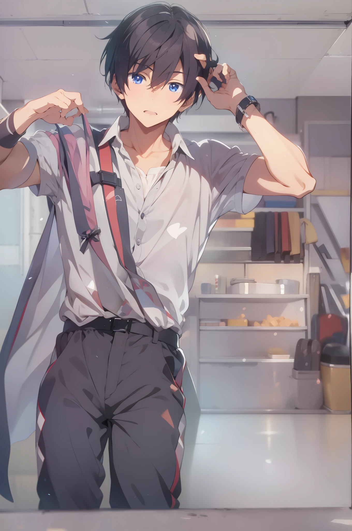 Masterpiece, Best quality, High quality, 1boy, Solo, Male focus, view the viewer, Upper body, nanase_Haruka
