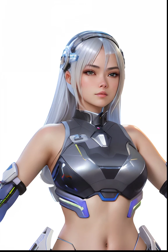 a close up of a woman in a futuristic outfit posing, cyborg - girl with silver hair, Katana Zero video game character, perfect android girl, inspired by Leng Mei, knights of zodiac girl, girl in mecha cyber armor, Portrait Chevaliers du Zodiaque Fille, sci - fi character, render of april, As a character in Tekken, platinum skin