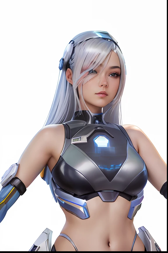 a close up of a woman in a futuristic outfit posing, cyborg - girl with silver hair, Katana Zero video game character, perfect android girl, inspired by Leng Mei, knights of zodiac girl, girl in mecha cyber armor, Portrait Chevaliers du Zodiaque Fille, sci - fi character, render of april, As a character in Tekken, platinum skin