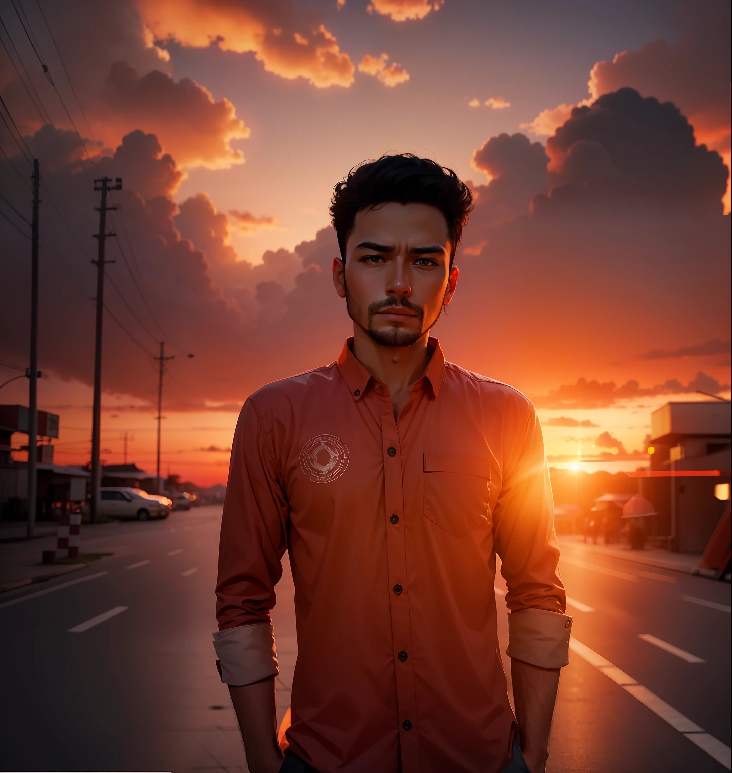 change background cinemati,real face,sunset