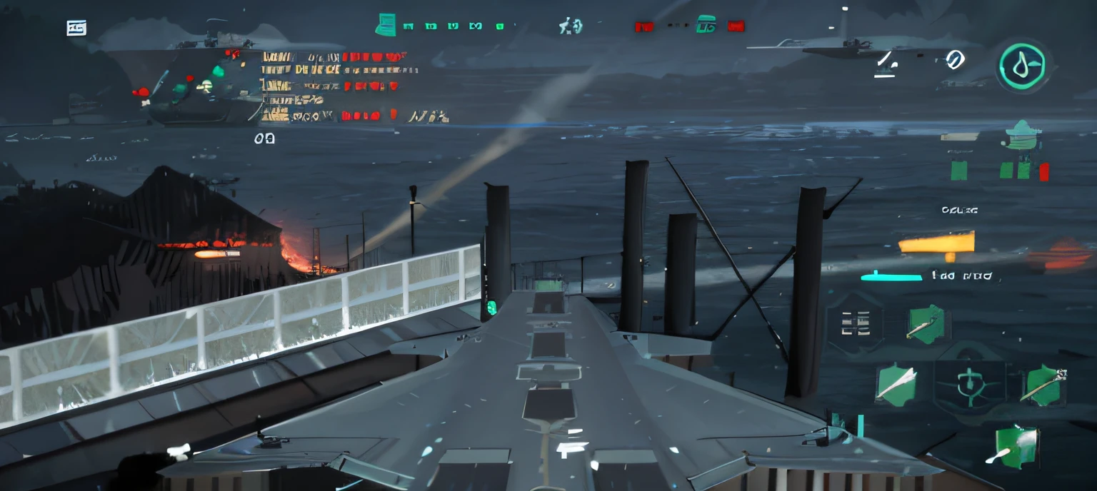 An Aalfed fighter flies over a ship in a screenshot, aircraft carrier scene, acecombat, game screenshot, gameplay screenshot with ui, on aircraft carrier, in-game, in - game, wide fov, in-game footage, in - game footage, video game screenshot>, in game graphic, high fov, kantai collection arcade