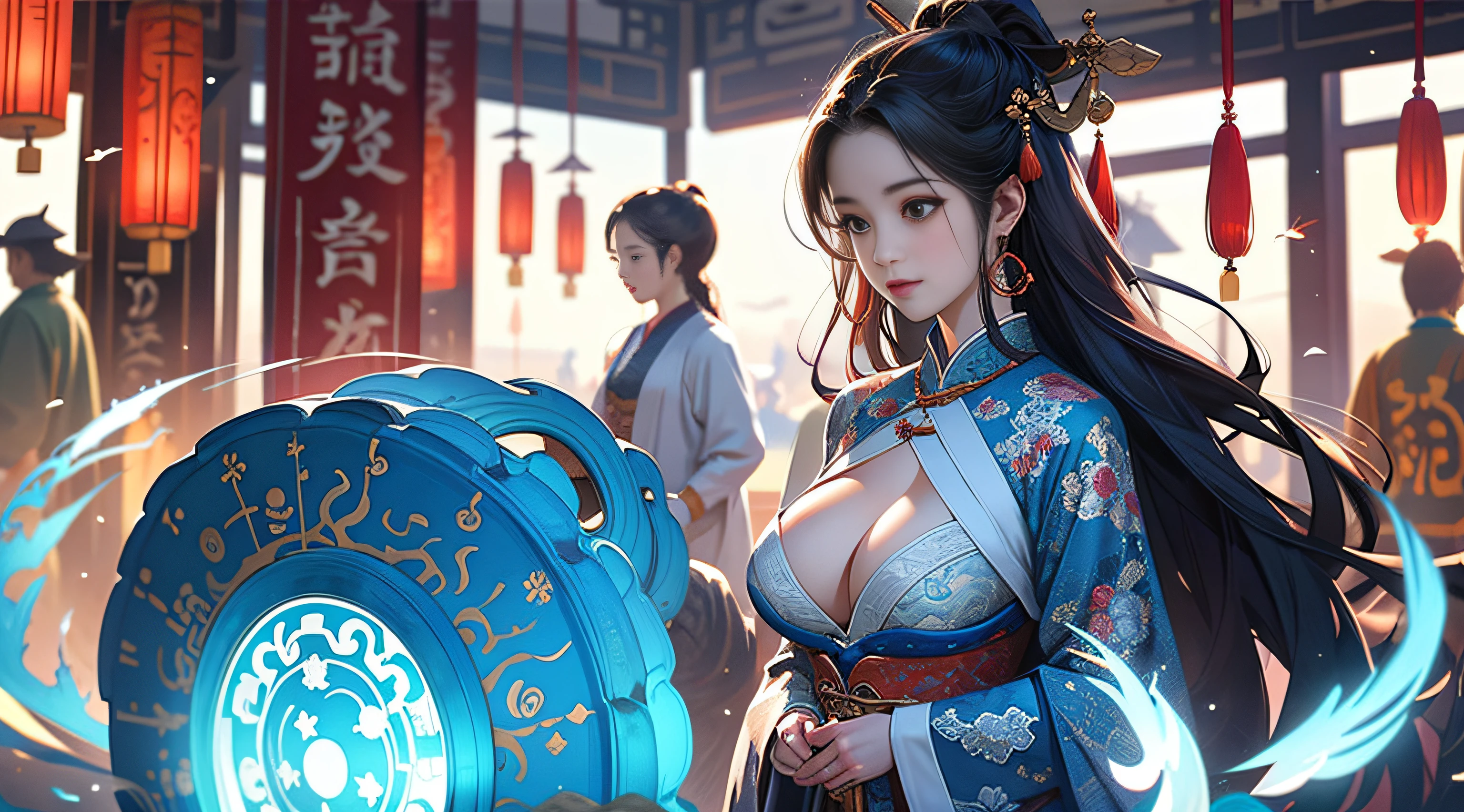 （​master piece：1.2，high high quality），（Pisif：1.4），Song Dynasty gong strokes，huge tit，exposing her chest