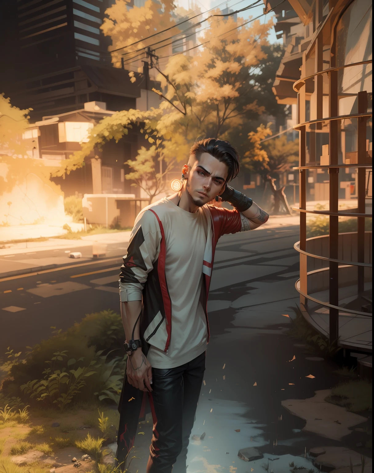 change background cyberpunk make handsome boy realistic face hd 4k quality