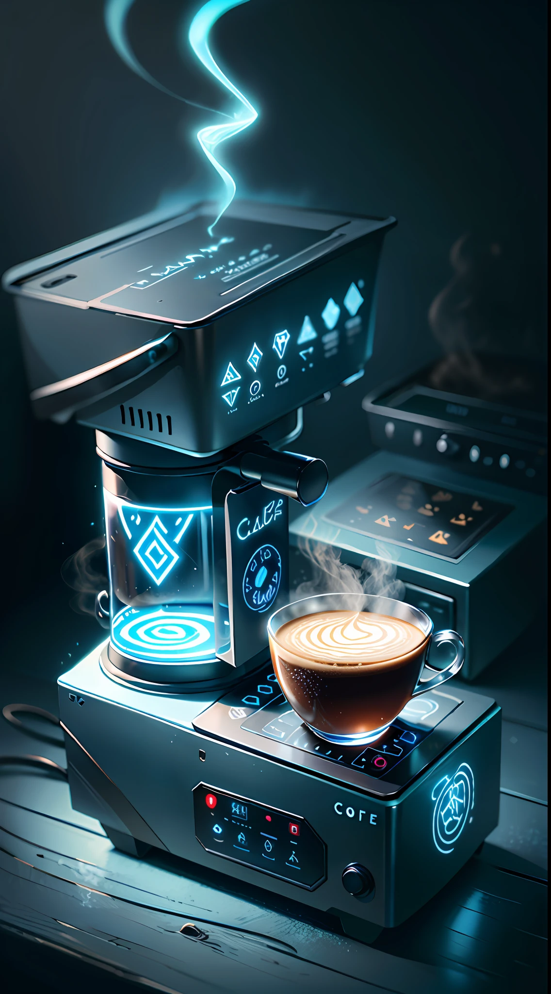 GlowingRunesAIV2_paleblue coffee machine