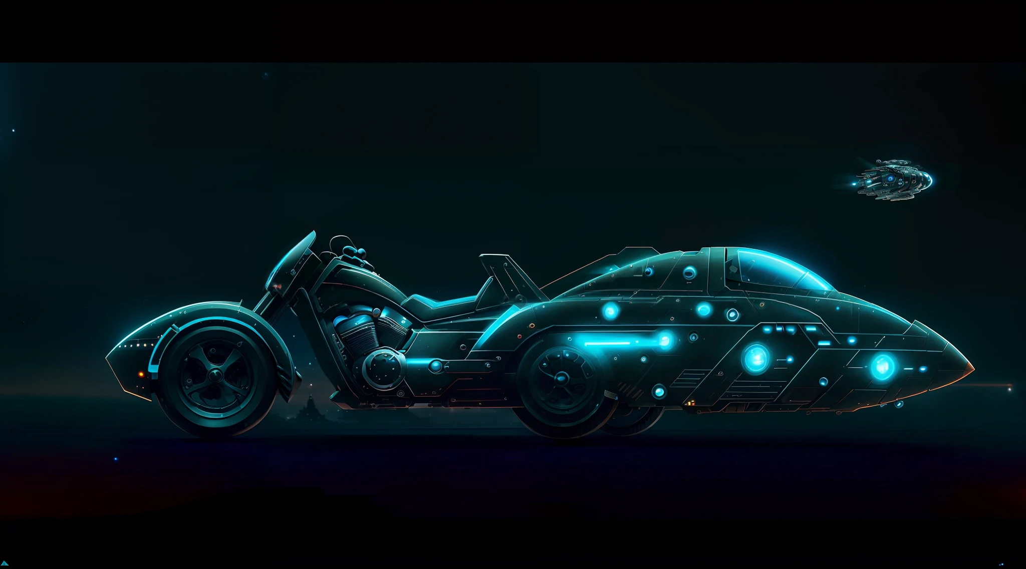 ((top-quality)), ((masterpiece)), (high-detail:1.3)、near future、The hoverbike of the future、Star Wars Speeder Bike、simple、Folk、high class、No tires、High Technology、superspeed、A desert、movie、