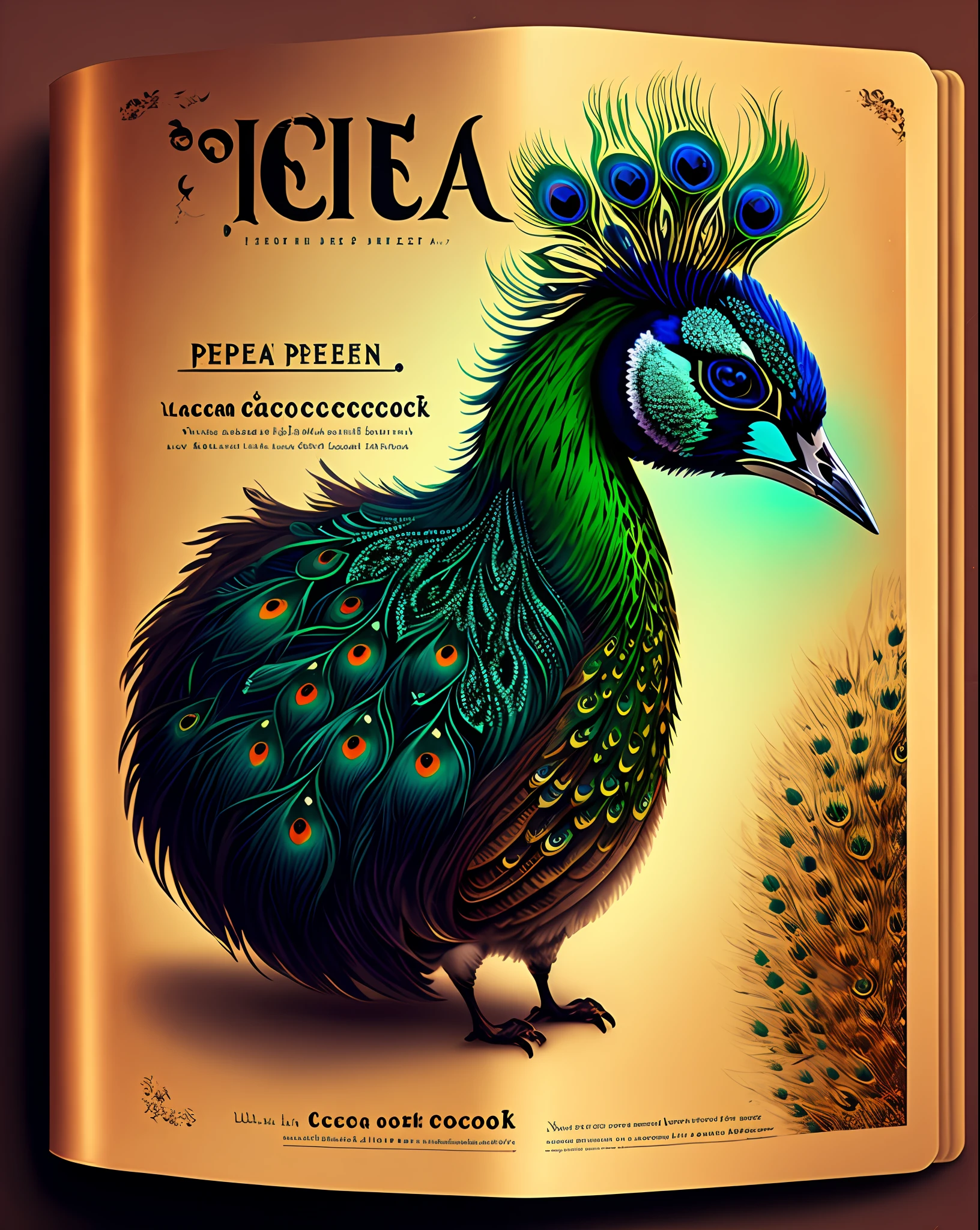 The design of the back and cover of the book with the name "Peacock Blood" in a modern style