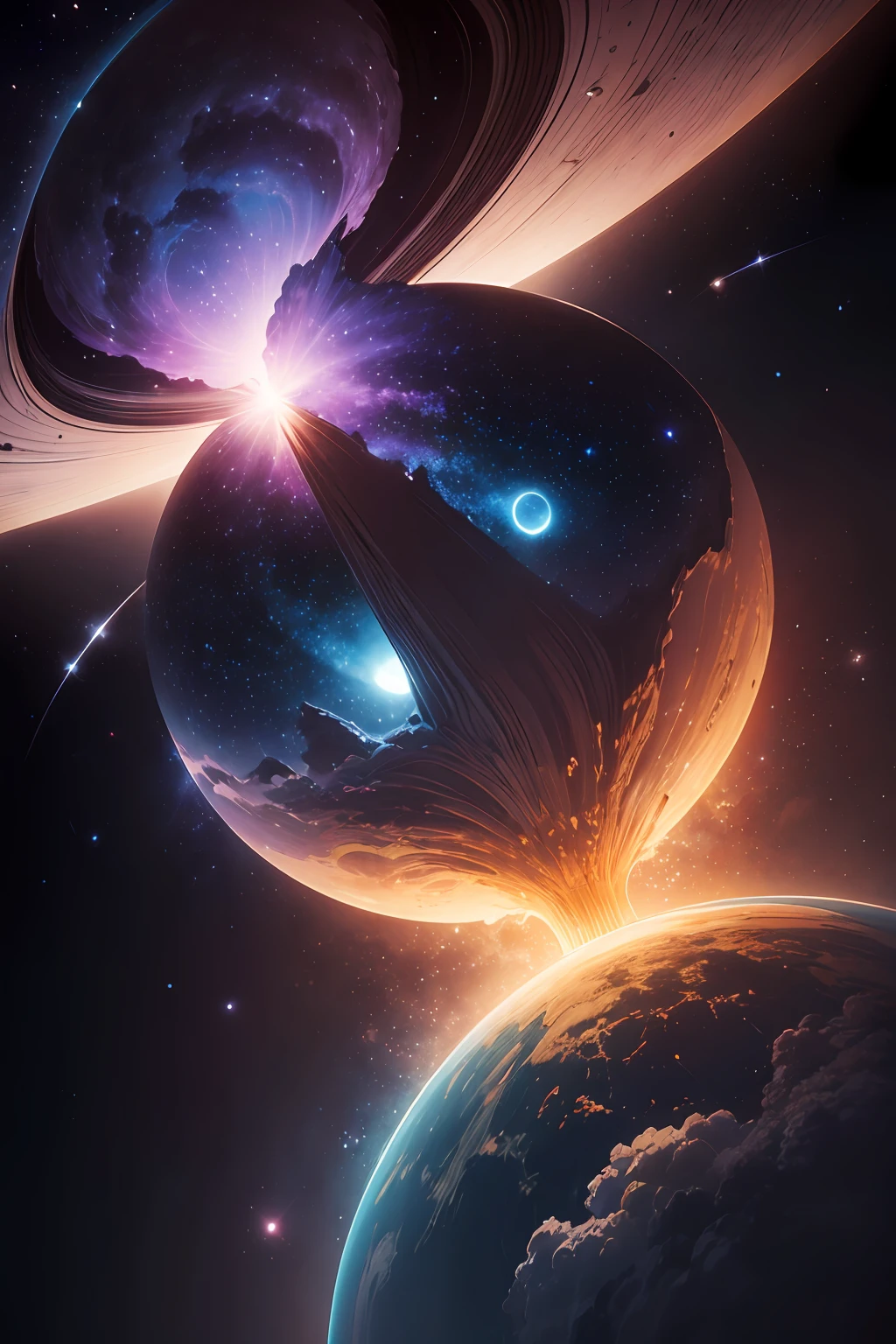 An amazing comet traversing a beautiful cosmos. --auto