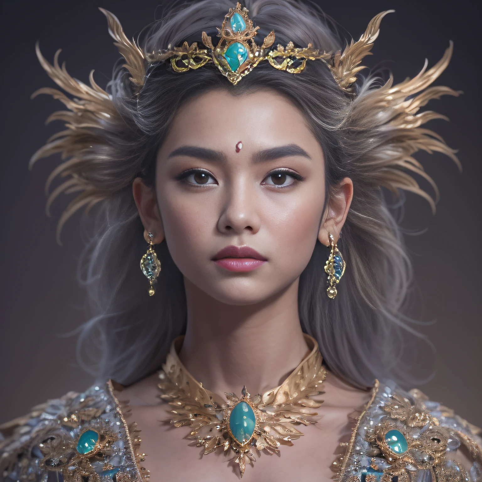 16k（tmasterpiece，k hd，hyper HD，16k）short detailed hair，Gold jewelry area in the back room，King Girl ，Silver Dragon Protector （realisticlying：1.4），Python pattern robe，Purple-pink tiara，Snowflakes fluttering，The background is pure，Hold your head high，Be proud，The nostrils look at people， A high resolution， the detail， RAW photogr， Sharp Re， Nikon D850 Film Stock Photo by Jefferies Lee 4 Kodak Portra 400 Camera F1.6 shots, Rich colors, ultra-realistic vivid textures, Dramatic lighting, Unreal Engine Art Station Trend, cinestir 800，Hold your head high，Be proud，The nostrils look at people