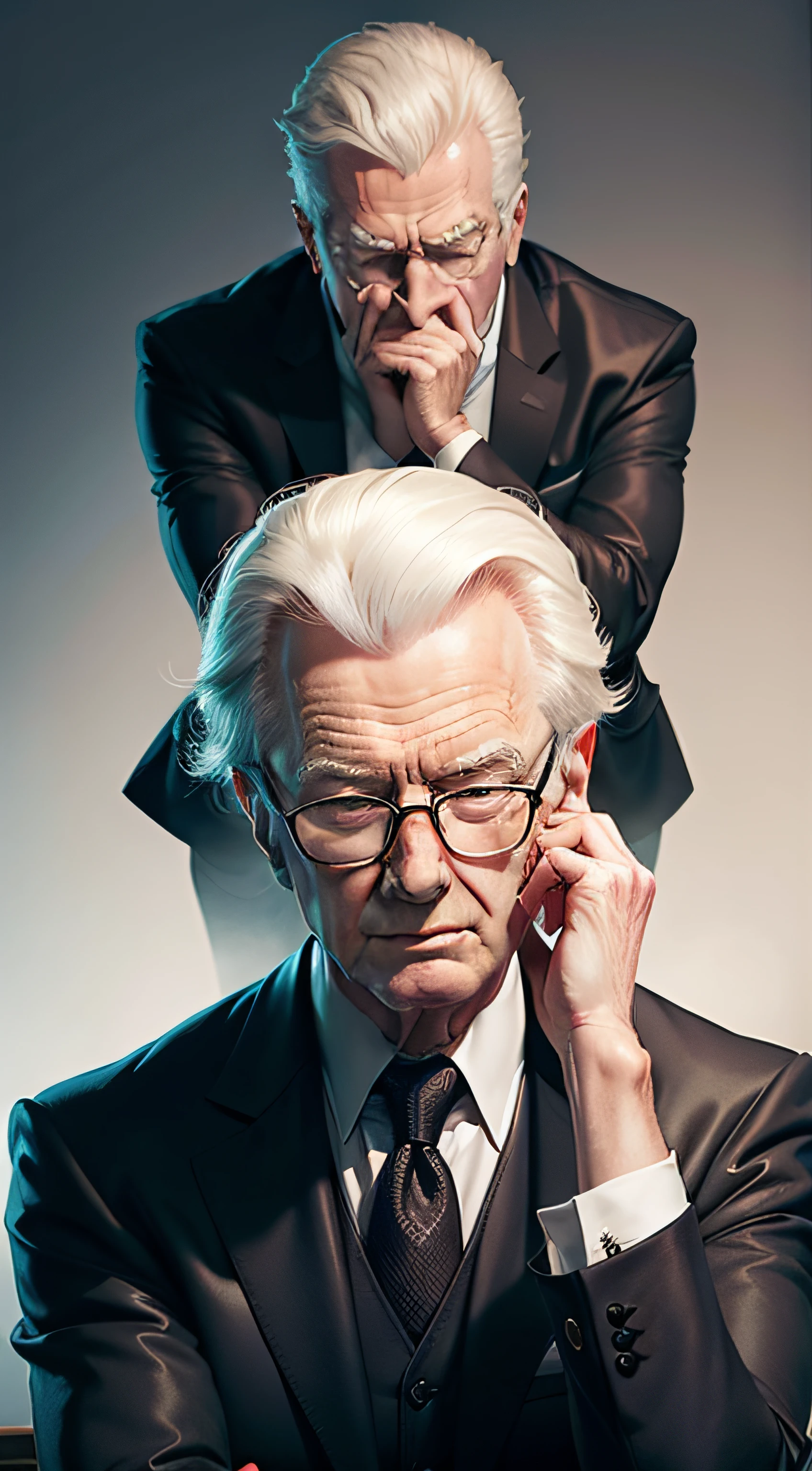 Bob Proctor with his hands on his head sweaty and straining quite flat