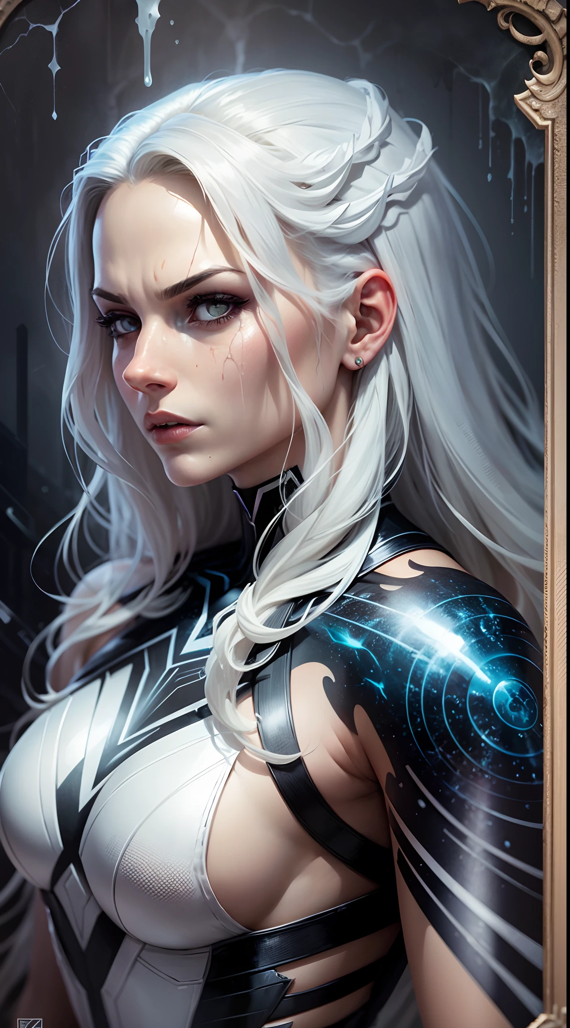 white spirit marvel comic cover, in the style of sophie wilkins, dark and ominous --auto --s2